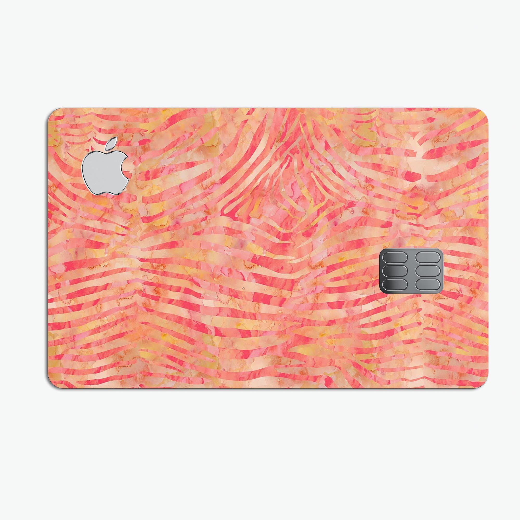 Orange Watercolor Zebra Pattern skin for Apple Card, showcasing vibrant colors and stylish design.