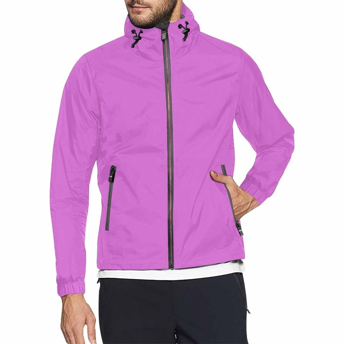 Orchid Purple Hooded Windbreaker Jacket for men and women, featuring a stylish design with zippered pockets and adjustable hood.