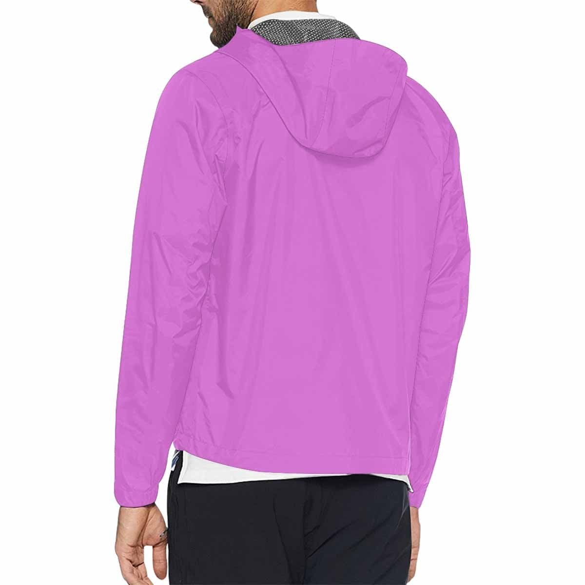 Orchid Purple Hooded Windbreaker Jacket for men and women, featuring a stylish design with zippered pockets and adjustable hood.