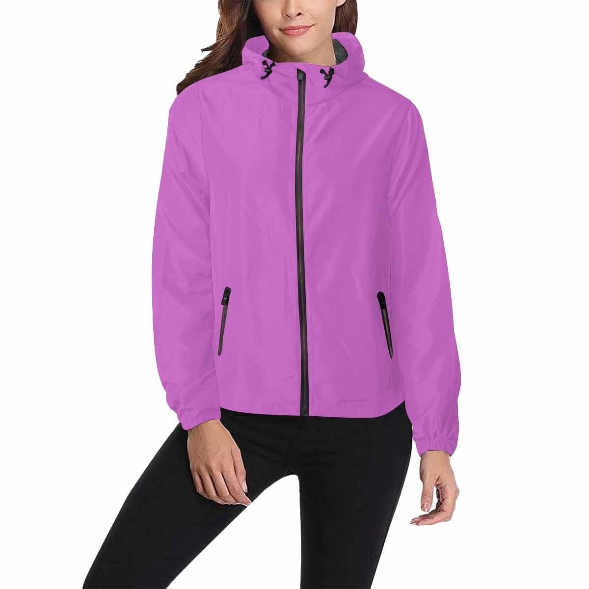 Orchid Purple Hooded Windbreaker Jacket for men and women, featuring a stylish design with zippered pockets and adjustable hood.