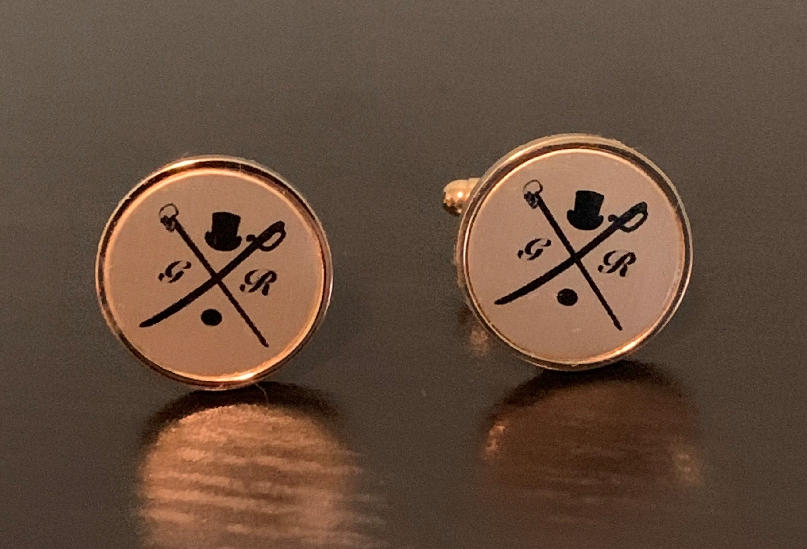 Original GR Gold on Black Cufflinks showcasing elegant design and craftsmanship.