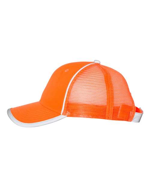 Outdoor Cap Safety Mesh-Back Cap SAF300M featuring a structured design, reflective binding, and breathable mesh back.