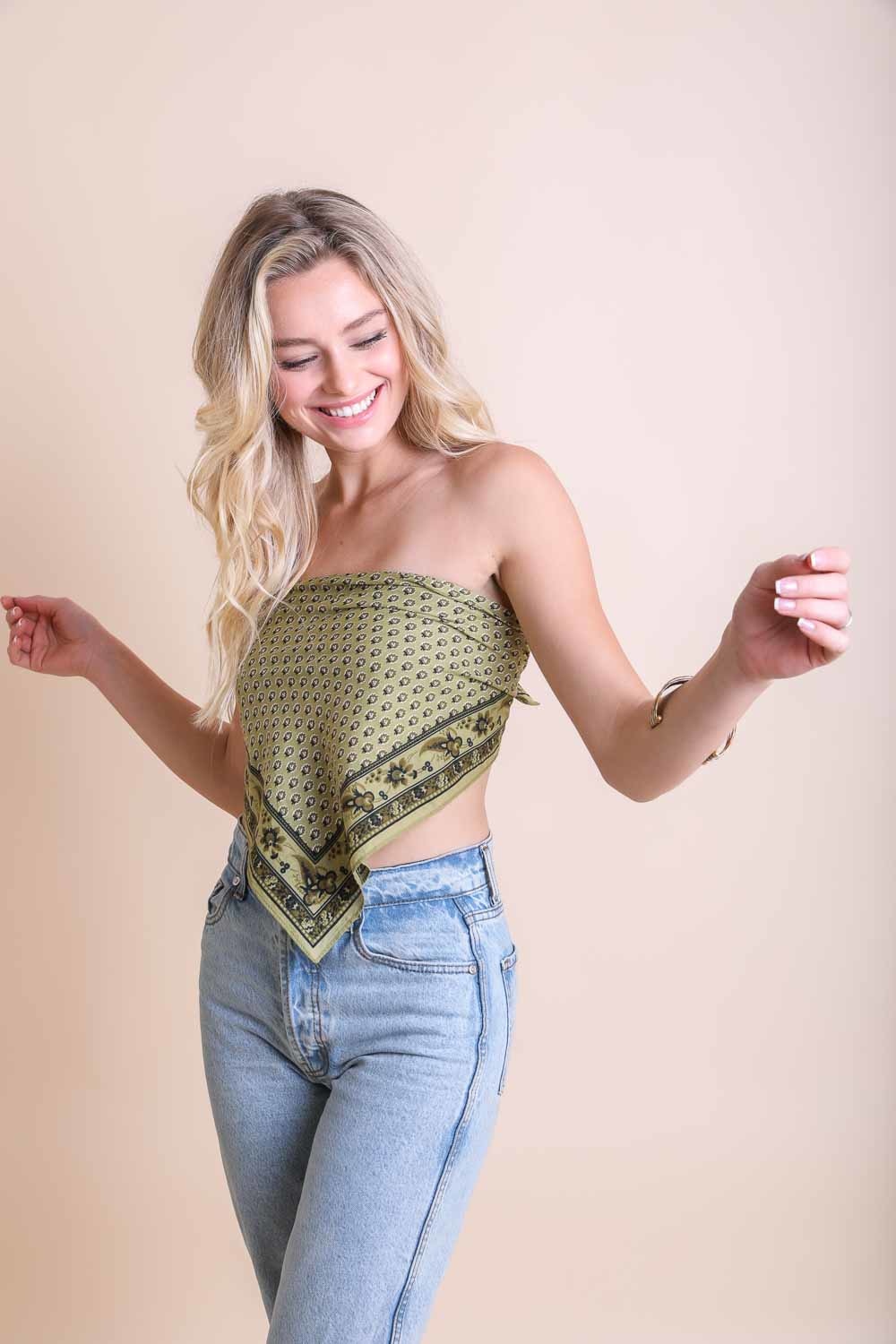 Oversized Luxe Cotton Bandana in a stylish design, showcasing its luxurious fabric and versatile use as a hair wrap, scarf, or top.