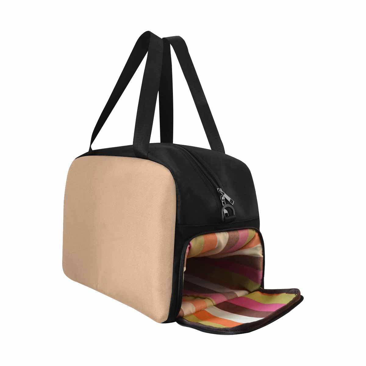 Pale brown tote and crossbody travel bag made from durable nylon, featuring spacious compartments and adjustable strap.