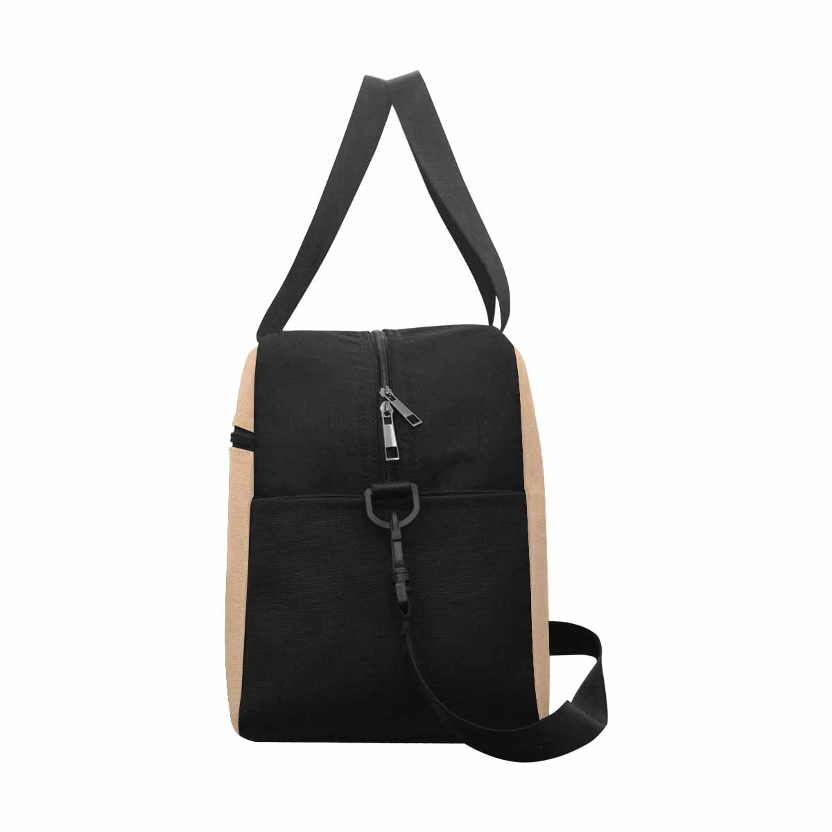 Pale brown tote and crossbody travel bag made from durable nylon, featuring spacious compartments and adjustable strap.