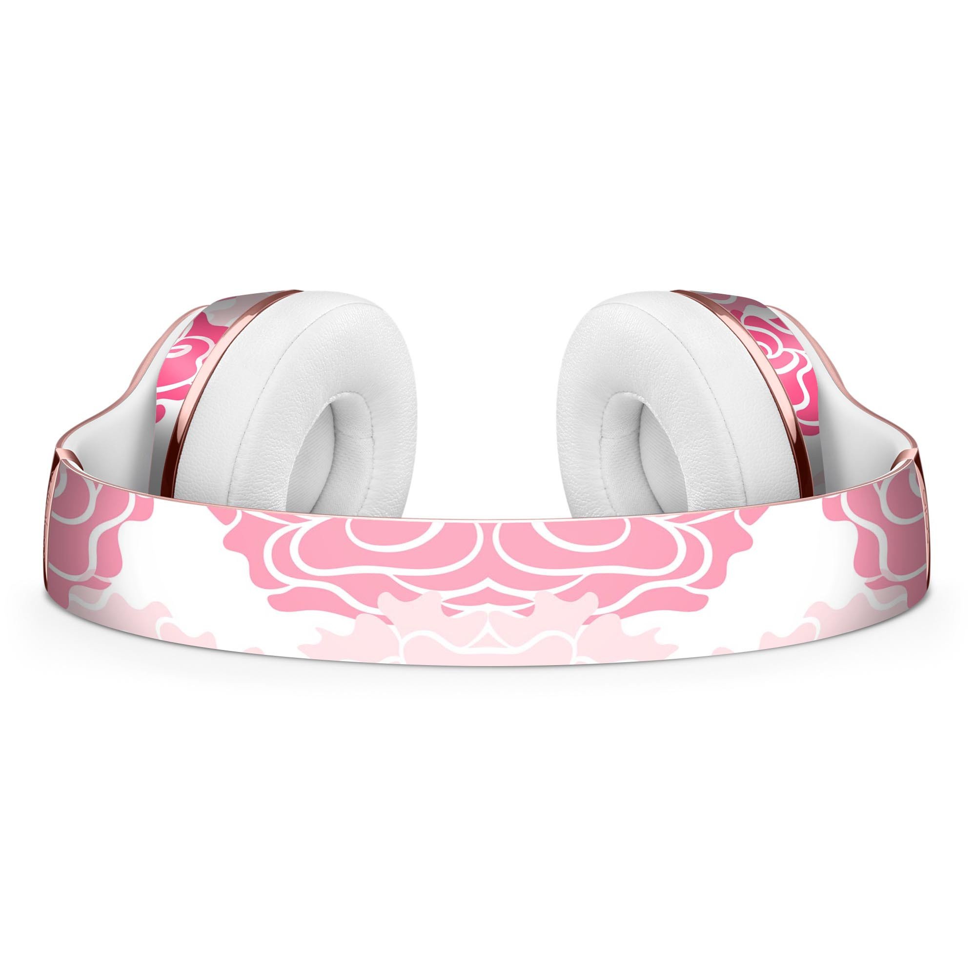 Pale pink and red cartoon roses skin kit for Beats by Dre Solo 3 Wireless Headphones, showcasing vibrant floral design.