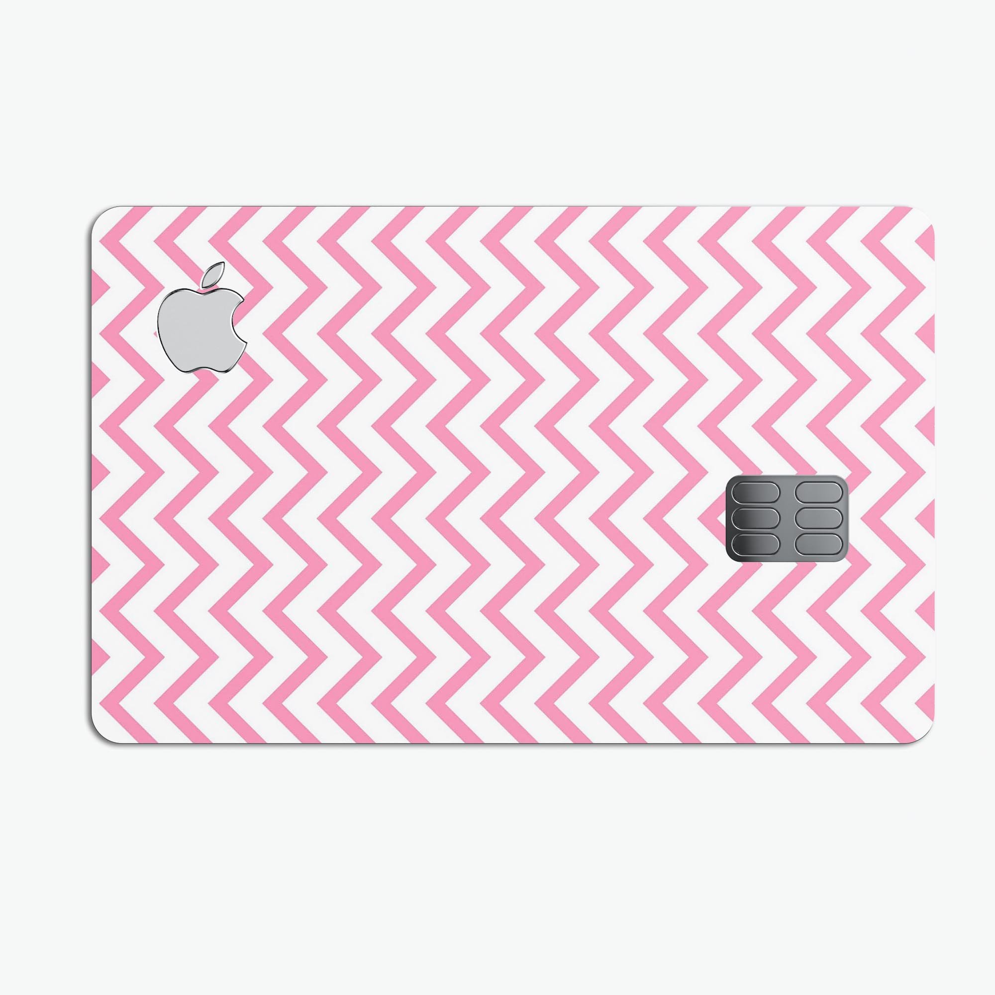 Pale Pink and White Chevron decal skin for Apple Card, showcasing its stylish design and premium quality.