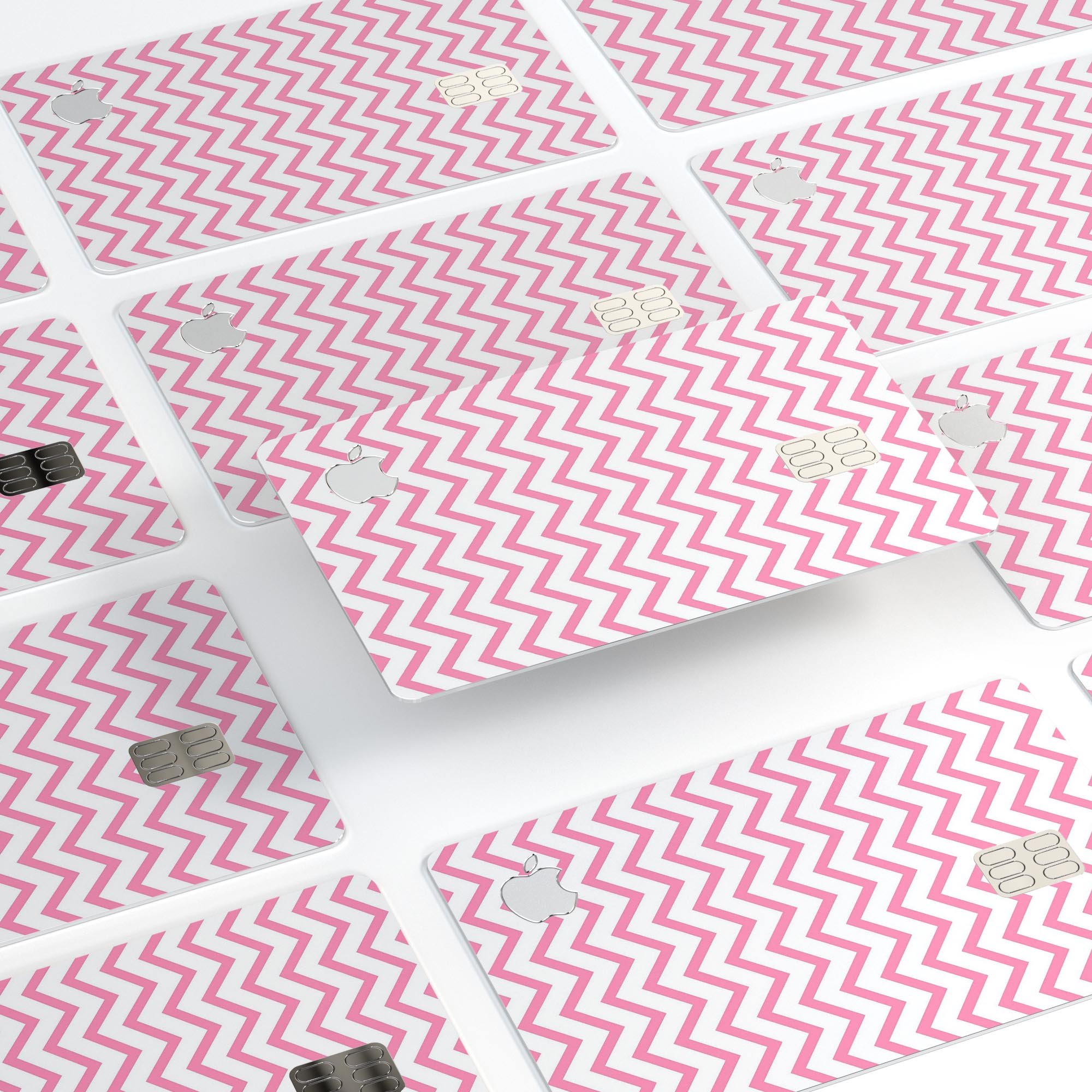 Pale Pink and White Chevron decal skin for Apple Card, showcasing its stylish design and premium quality.