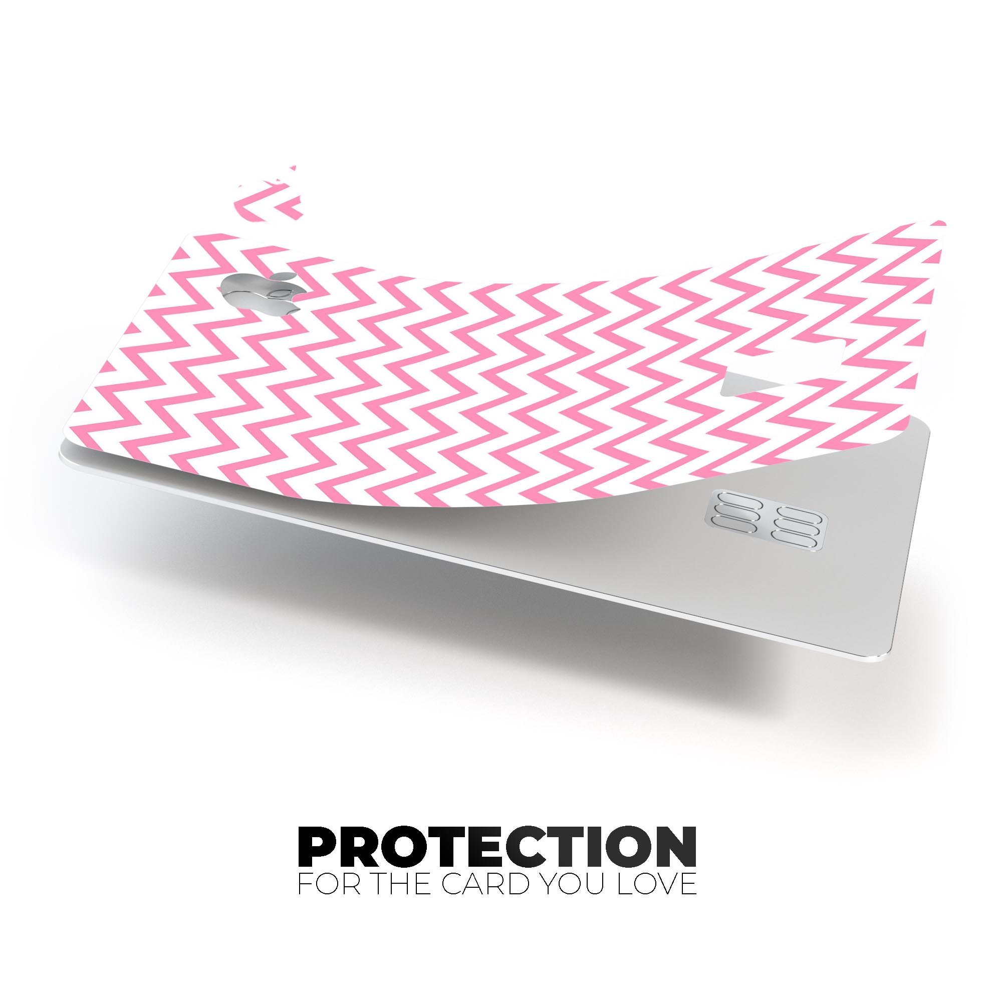 Pale Pink and White Chevron decal skin for Apple Card, showcasing its stylish design and premium quality.