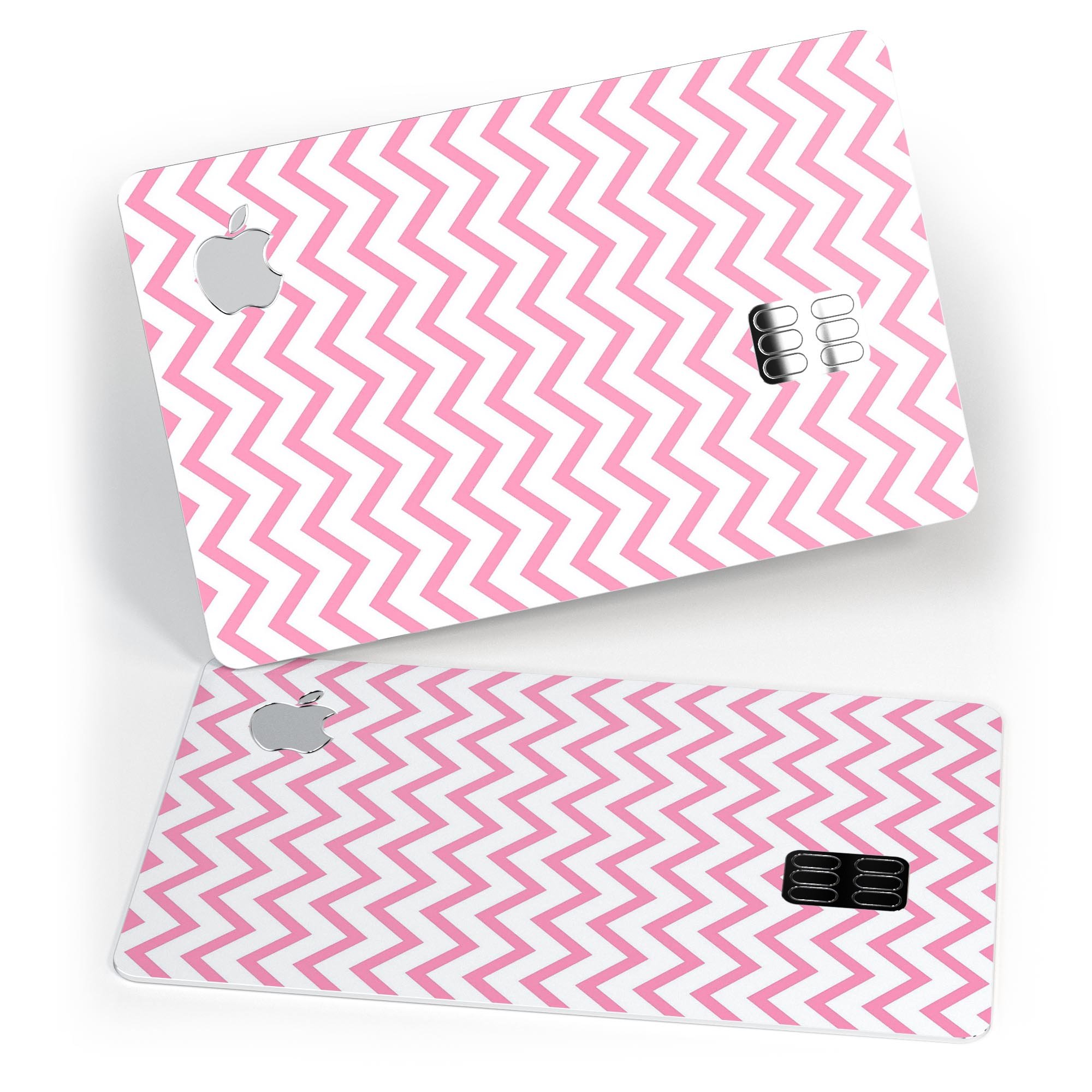 Pale Pink and White Chevron decal skin for Apple Card, showcasing its stylish design and premium quality.