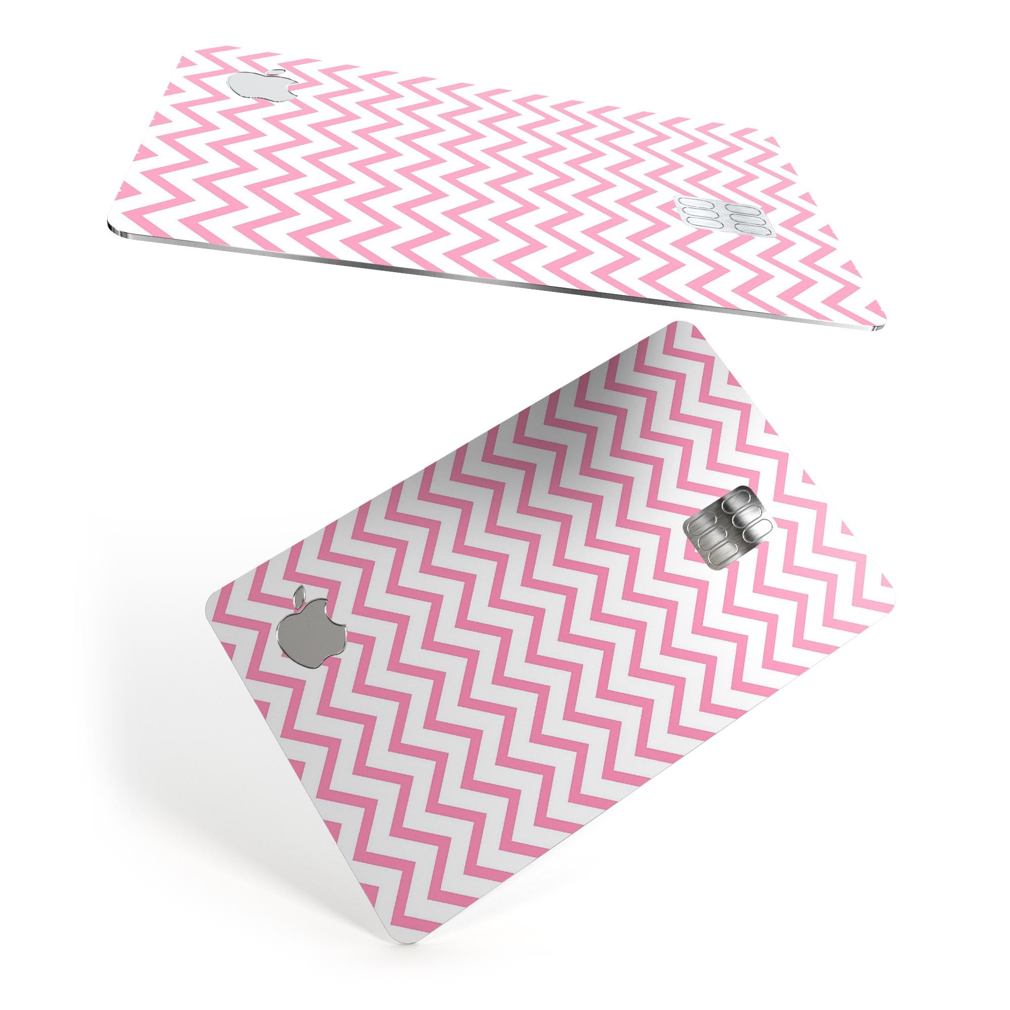 Pale Pink and White Chevron decal skin for Apple Card, showcasing its stylish design and premium quality.