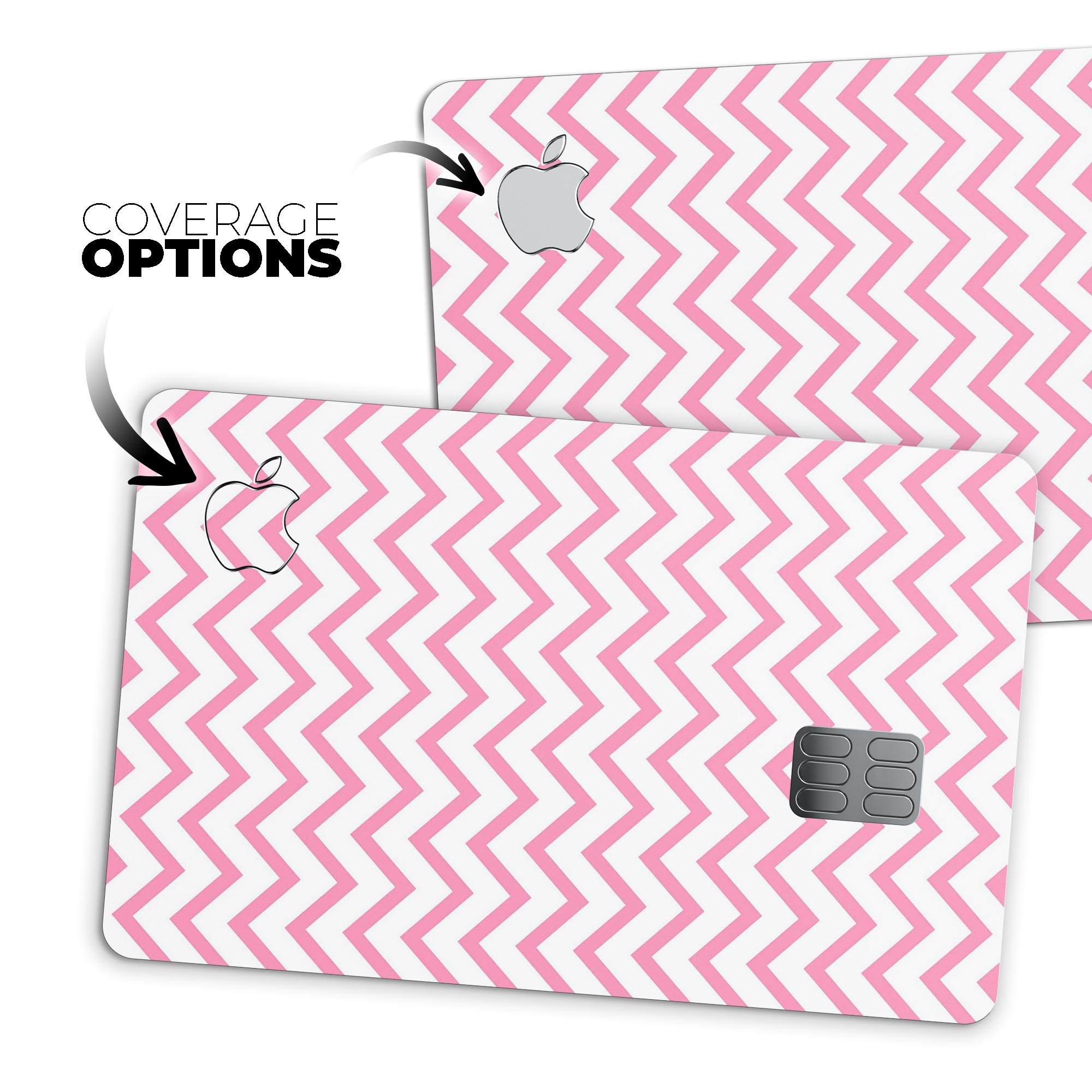 Pale Pink and White Chevron decal skin for Apple Card, showcasing its stylish design and premium quality.