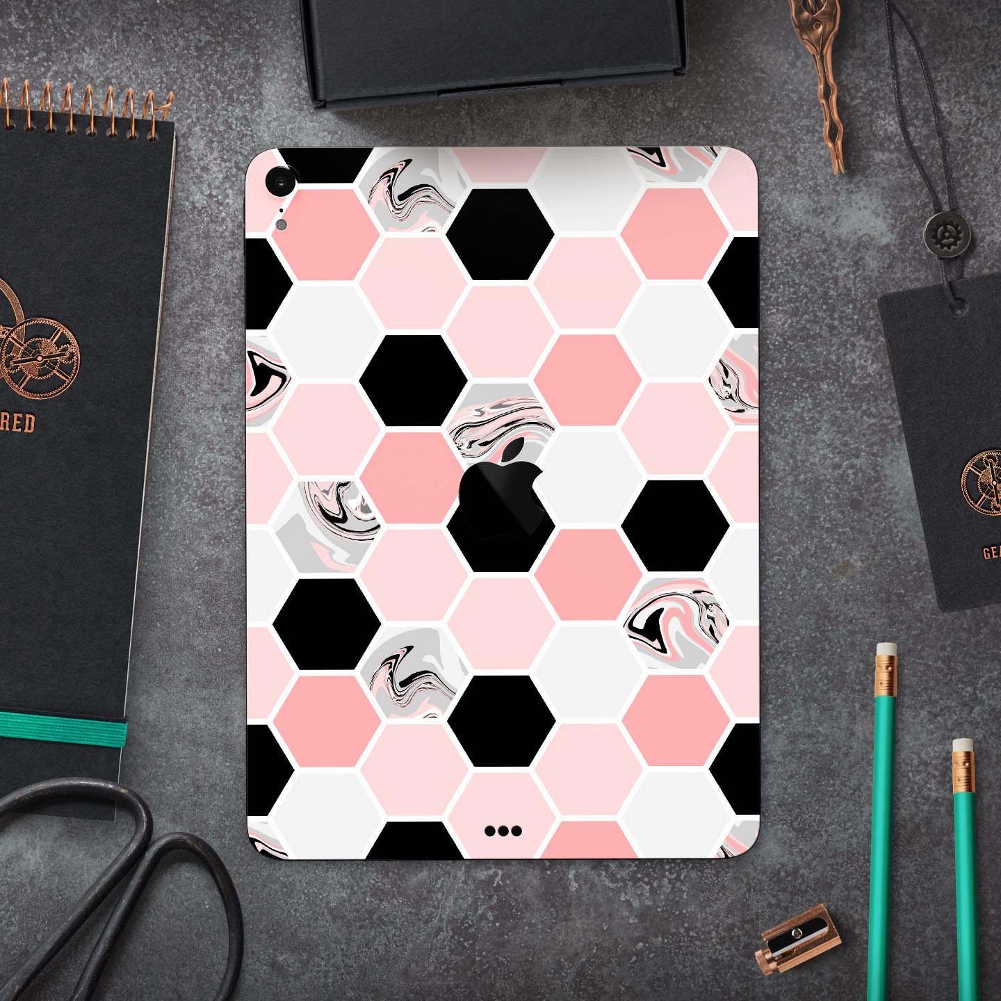 Pale Pink Hex full body skin decal for Apple iPad Pro 12.9", showcasing its stylish design and premium finish.