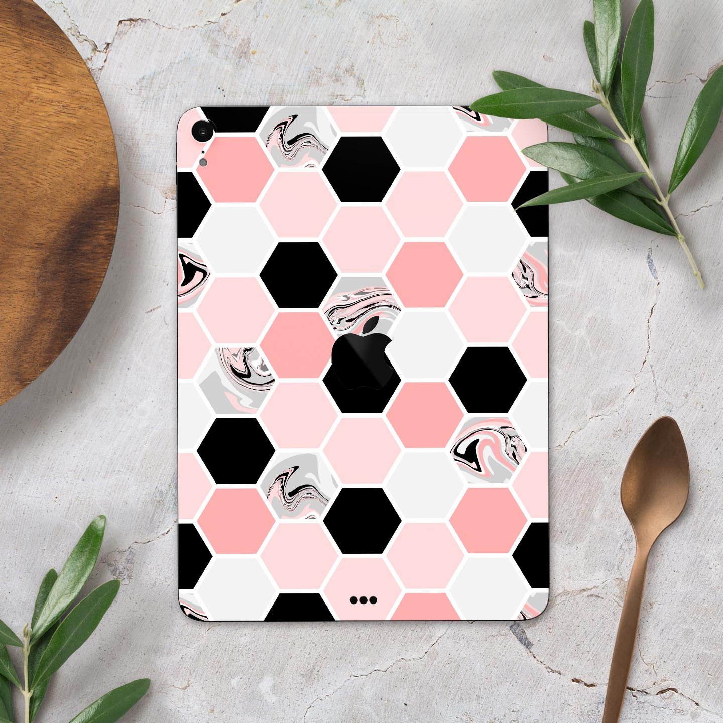 Pale Pink Hex full body skin decal for Apple iPad Pro 12.9", showcasing its stylish design and premium finish.