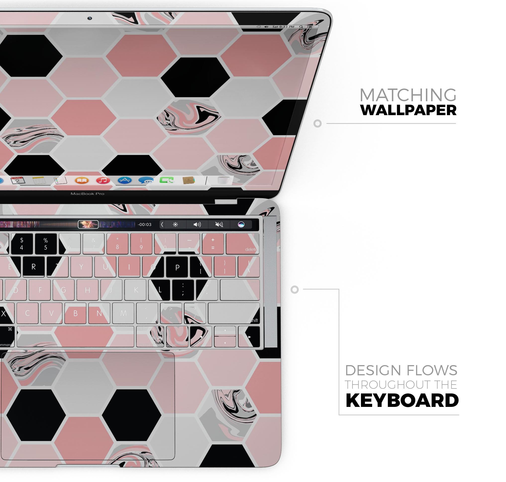 Pale Pink Hex Skin Decal Wrap Kit for Apple MacBook, showcasing a stylish design and premium vinyl material.