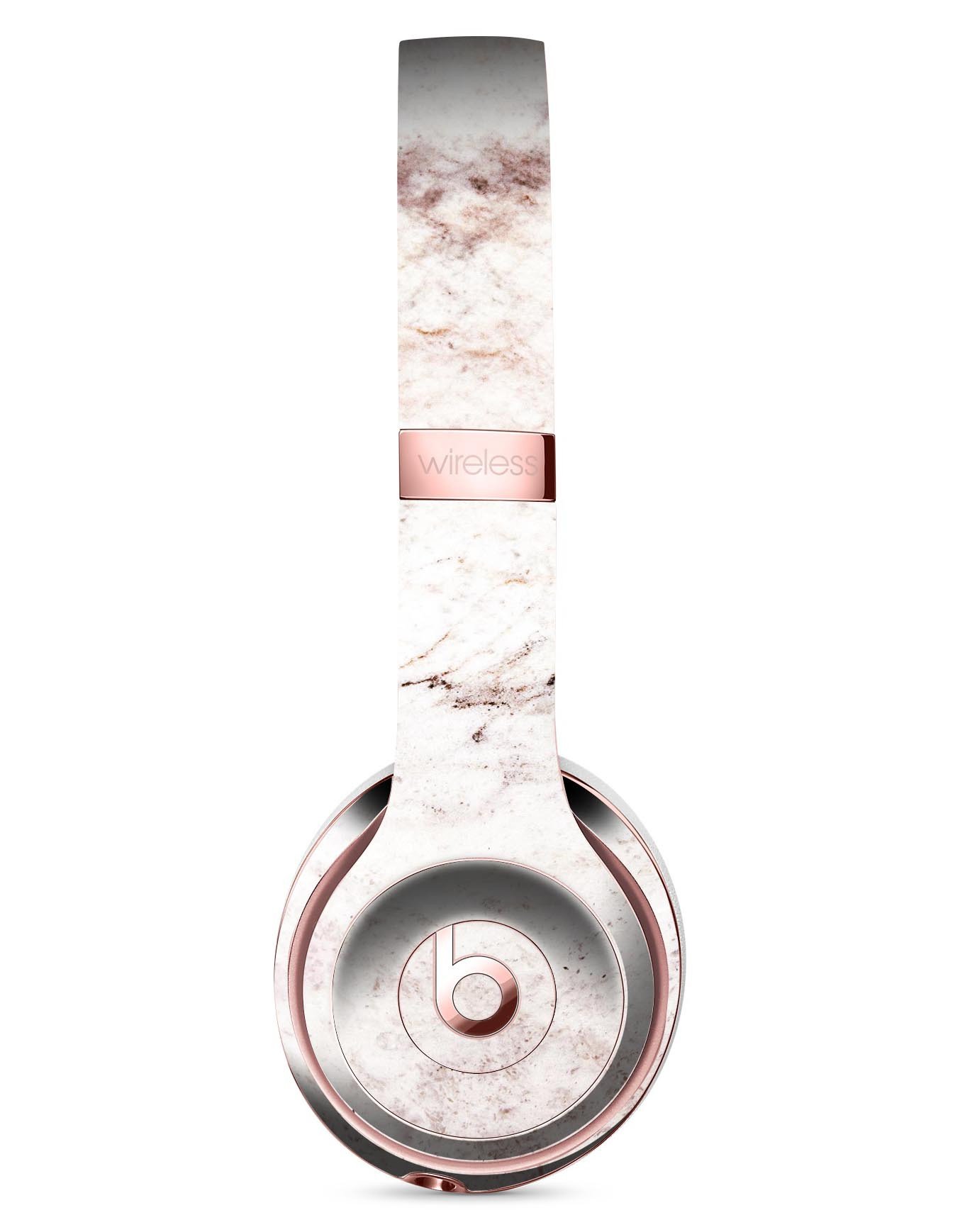 Pale pink marble skin kit for Beats by Dre Solo 3 Wireless Headphones, showcasing a stylish design and precise fit.