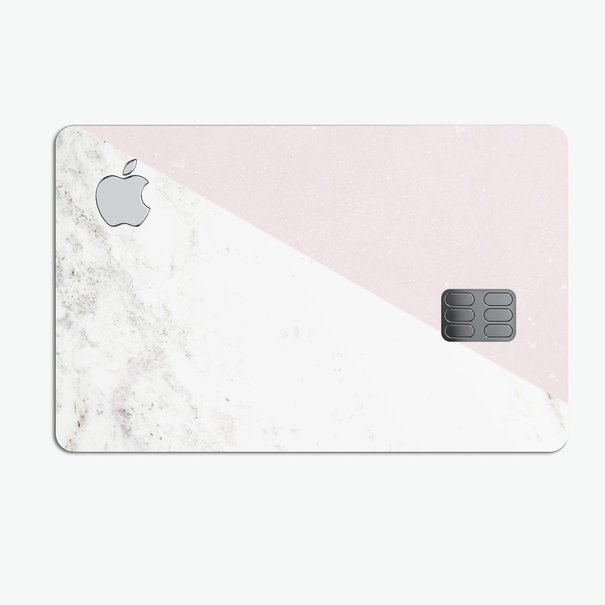 Pale pink slanted marble surface decal skin for Apple Card, showcasing a stylish design and premium quality.