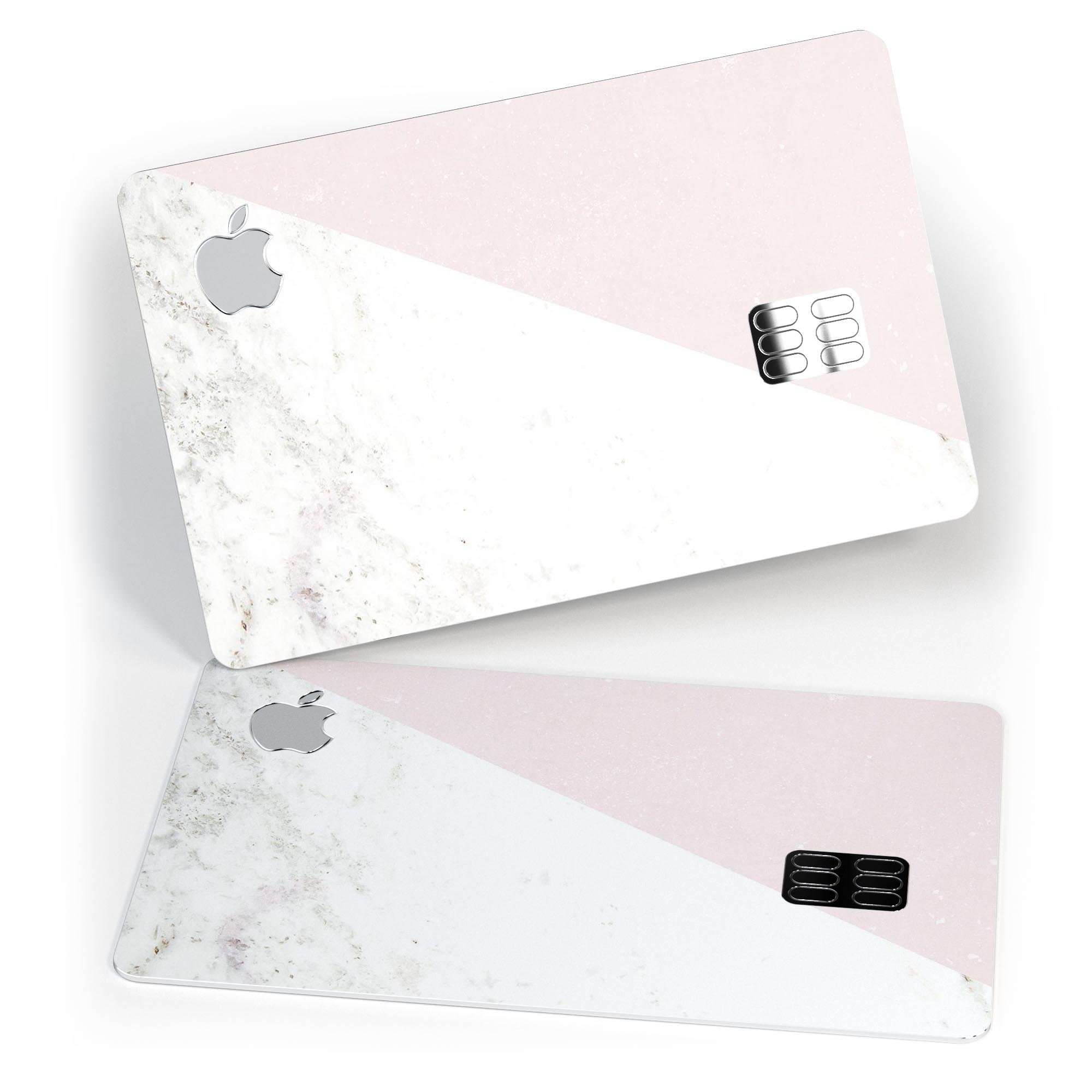 Pale pink slanted marble surface decal skin for Apple Card, showcasing a stylish design and premium quality.