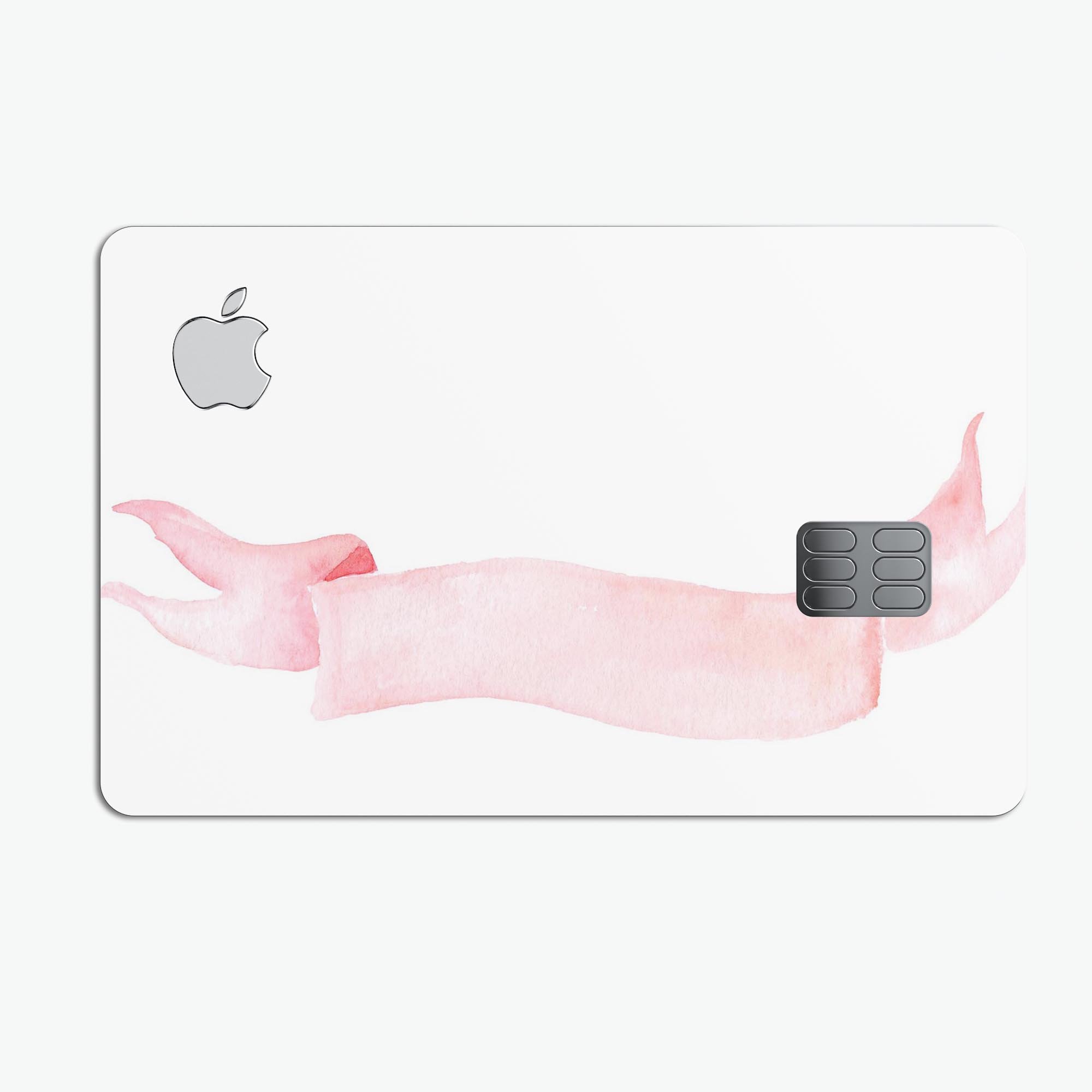 Pale Pink Watercolor Ribbon skin applied to an Apple Card, showcasing its elegant design and protective features.