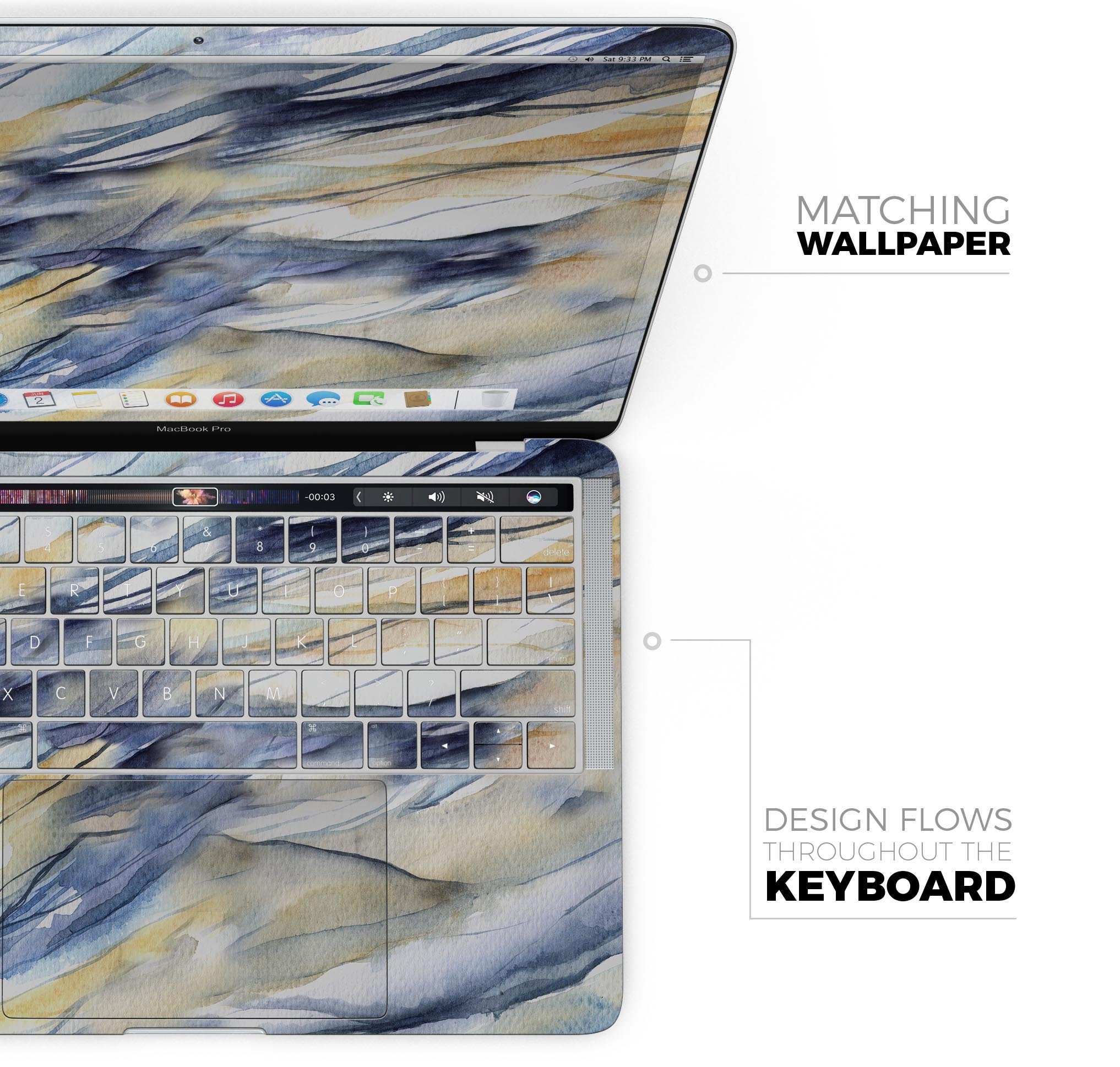 Papered Slate Skin Decal Wrap Kit for Apple MacBook, showcasing a sleek design and premium vinyl material.