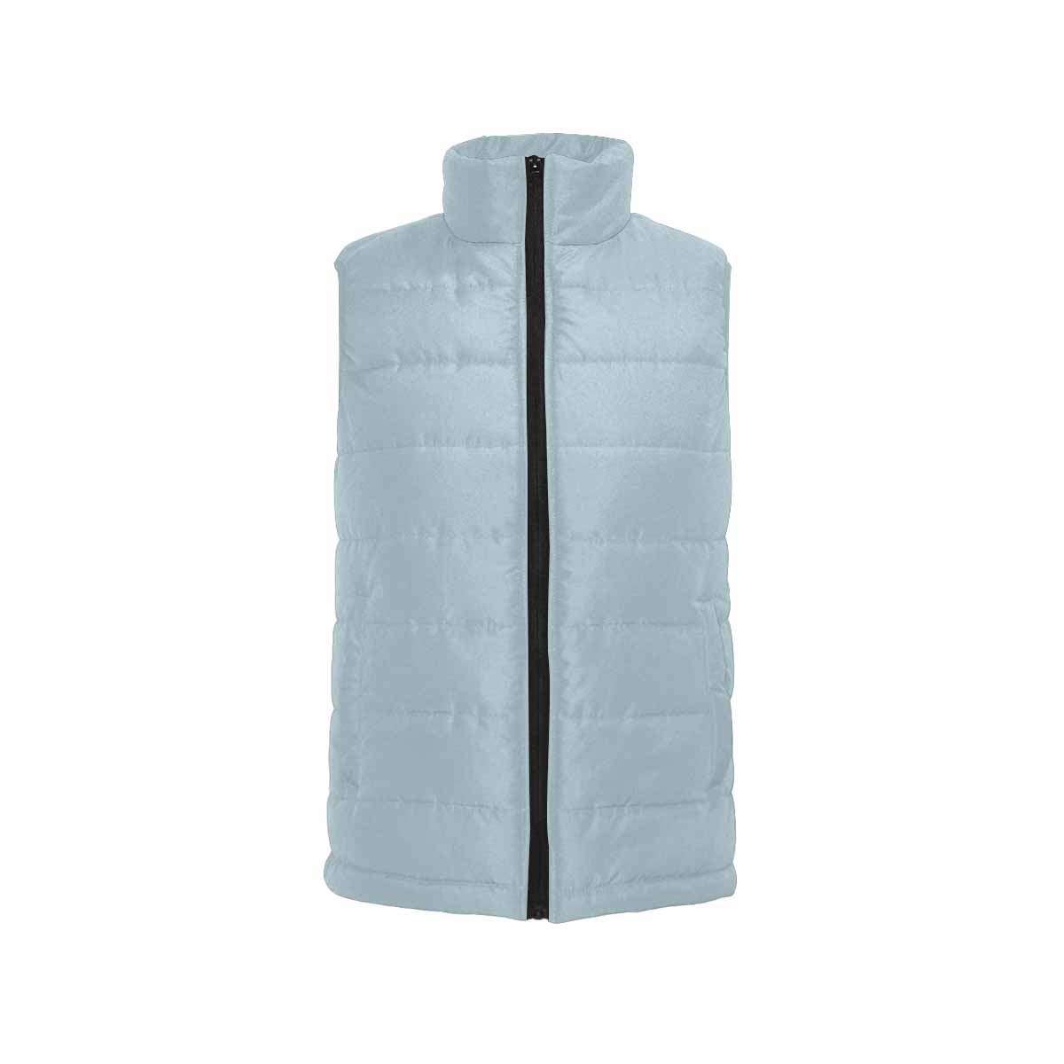 Pastel blue men's padded vest featuring a quilted design and zipper closure, perfect for layering and staying warm.