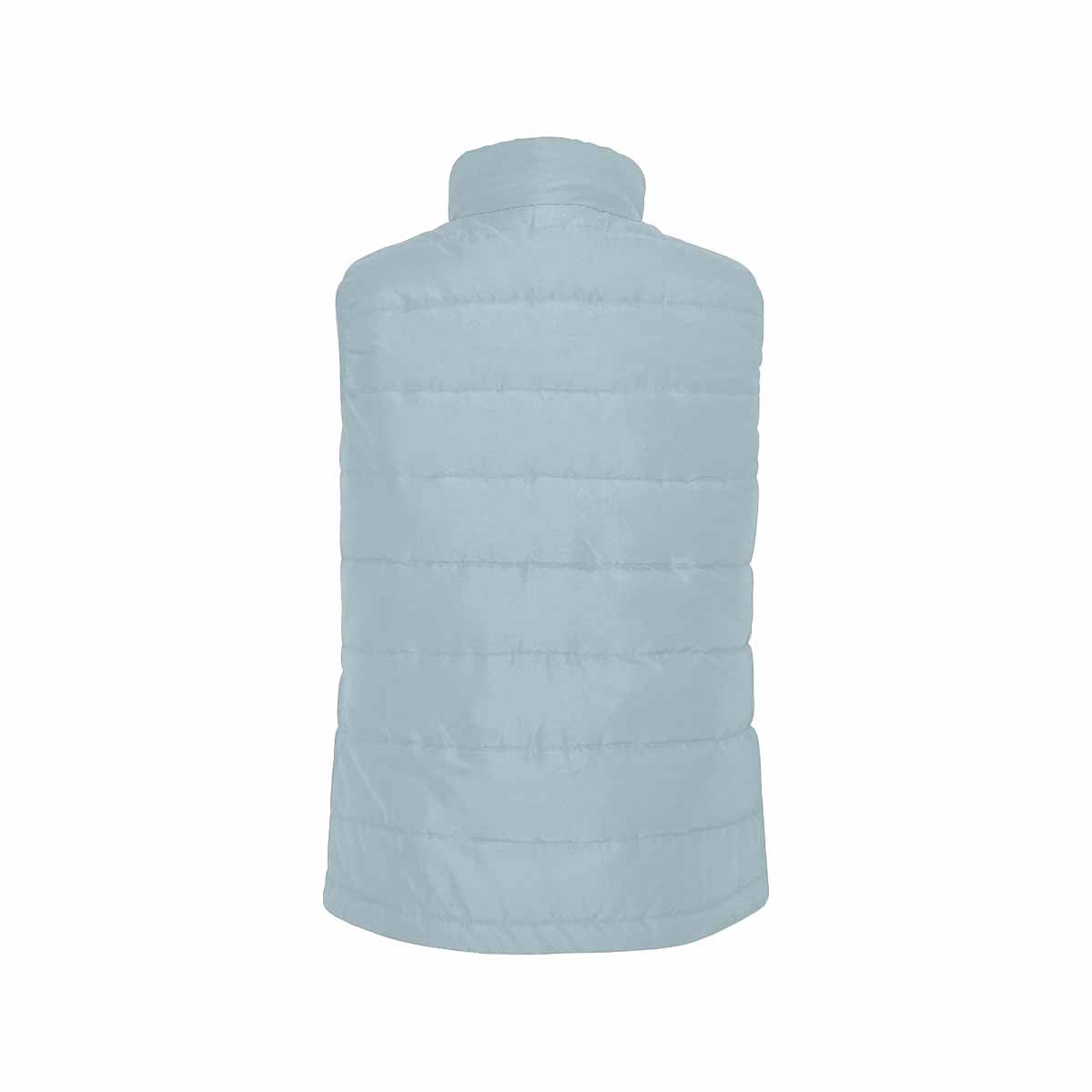 Pastel blue men's padded vest featuring a quilted design and zipper closure, perfect for layering and staying warm.