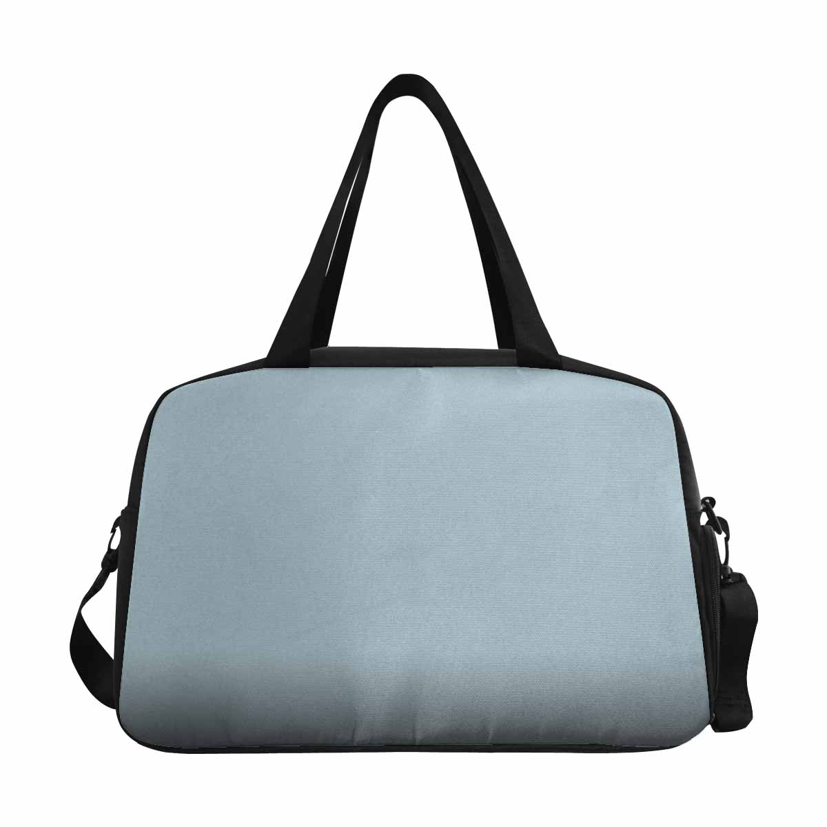 Pastel blue tote and crossbody travel bag made from durable nylon, featuring spacious compartments and adjustable strap.