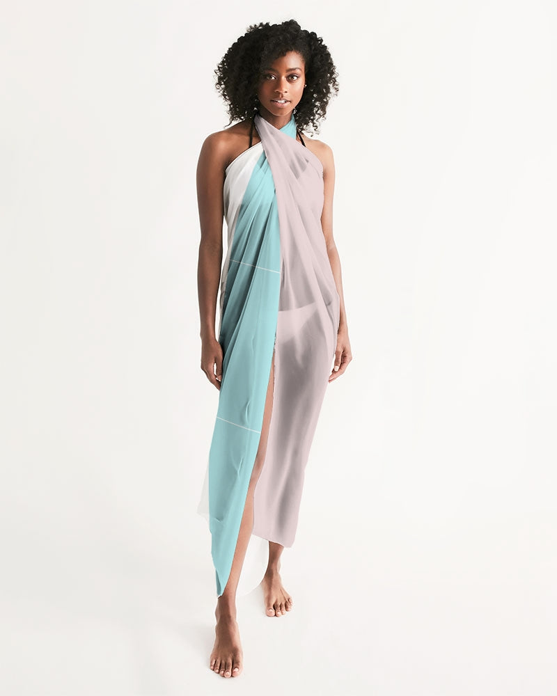 Pastel Colorblock Swim Cover Up displayed on a model, showcasing its lightweight and flowy design with vibrant pastel colors.