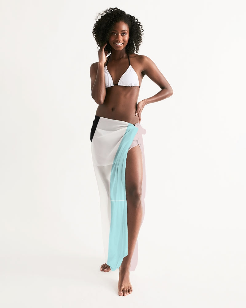 Pastel Colorblock Swim Cover Up displayed on a model, showcasing its lightweight and flowy design with vibrant pastel colors.