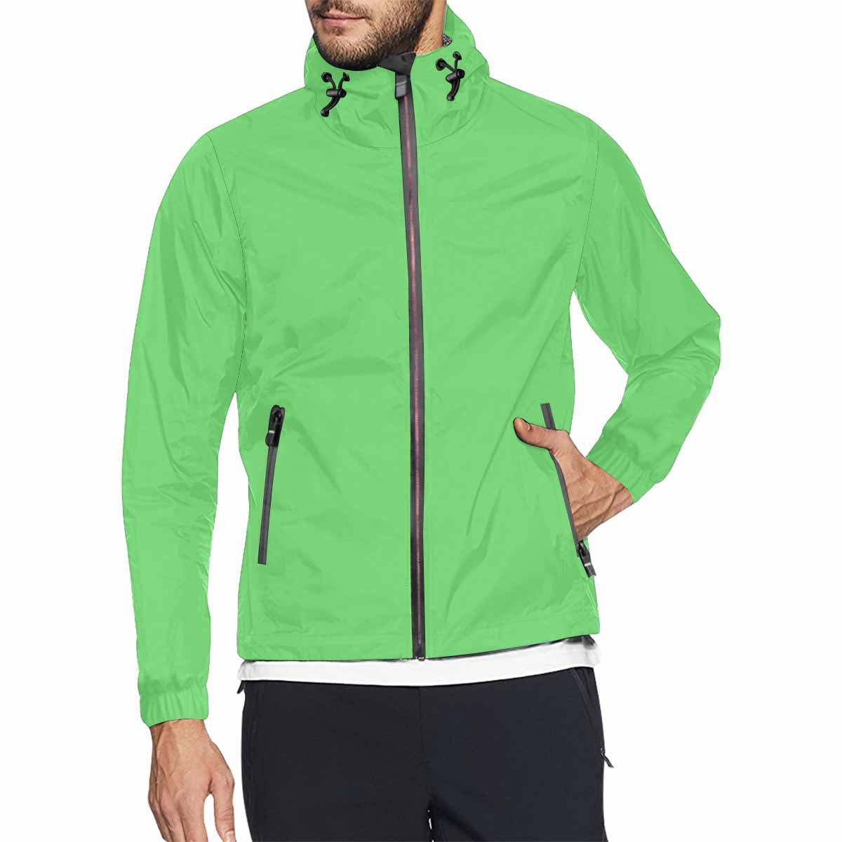 Pastel green hooded windbreaker jacket for men and women, featuring a stylish design with zippered pockets and adjustable hood.