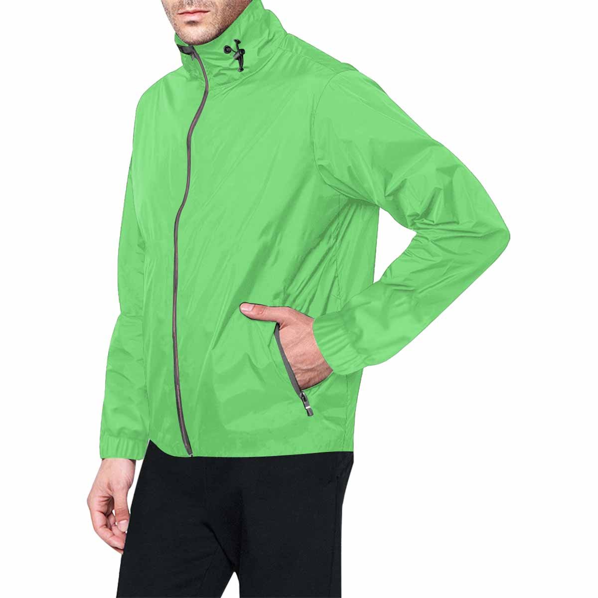 Pastel green hooded windbreaker jacket for men and women, featuring a stylish design with zippered pockets and adjustable hood.