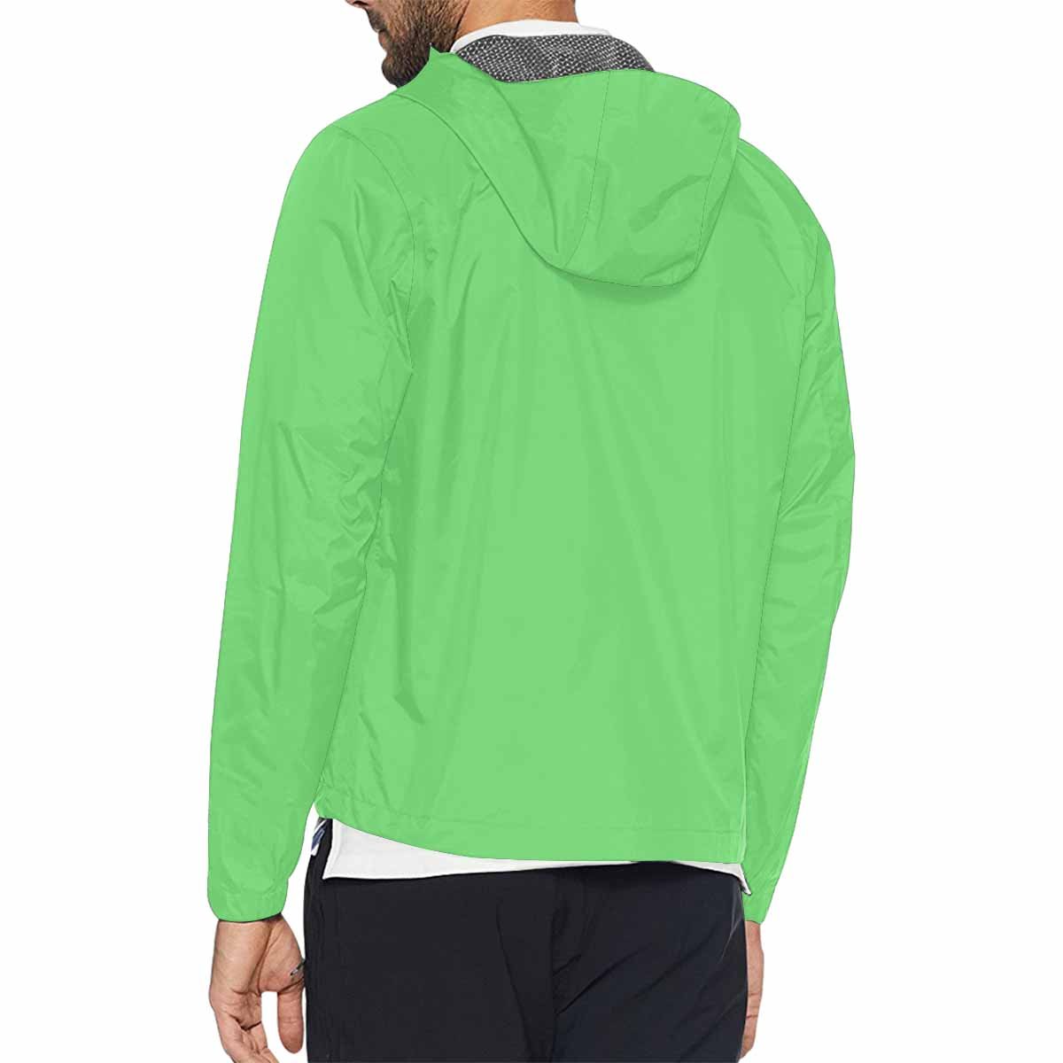 Pastel green hooded windbreaker jacket for men and women, featuring a stylish design with zippered pockets and adjustable hood.