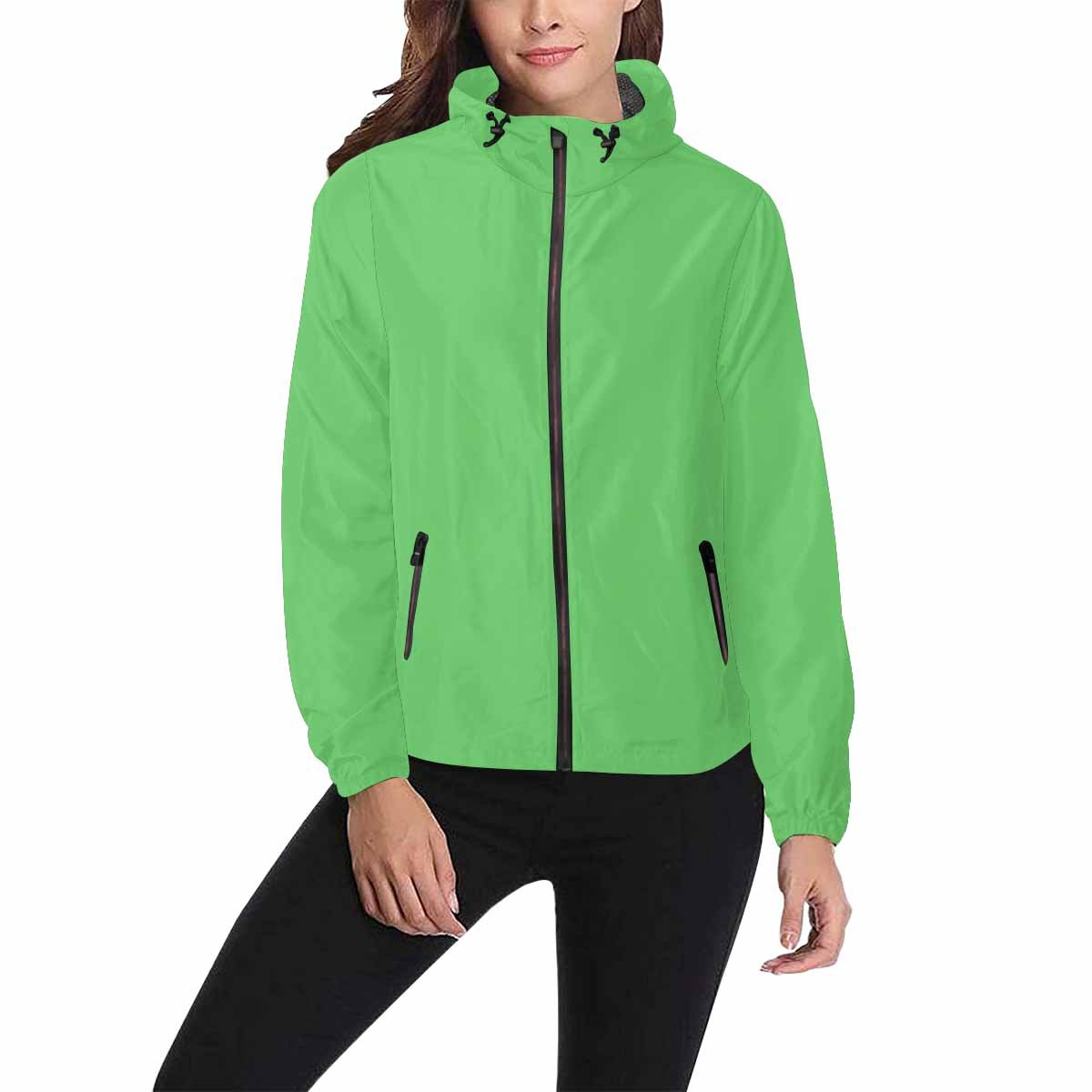 Pastel green hooded windbreaker jacket for men and women, featuring a stylish design with zippered pockets and adjustable hood.