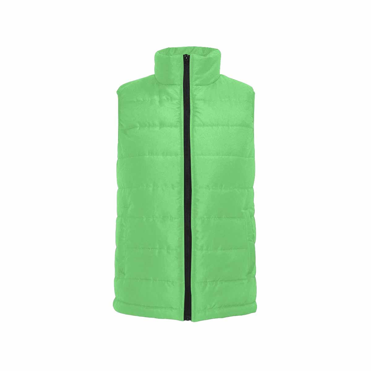 Pastel green mens padded vest with quilted design and zipper closure, showcasing a stylish and lightweight outerwear option.