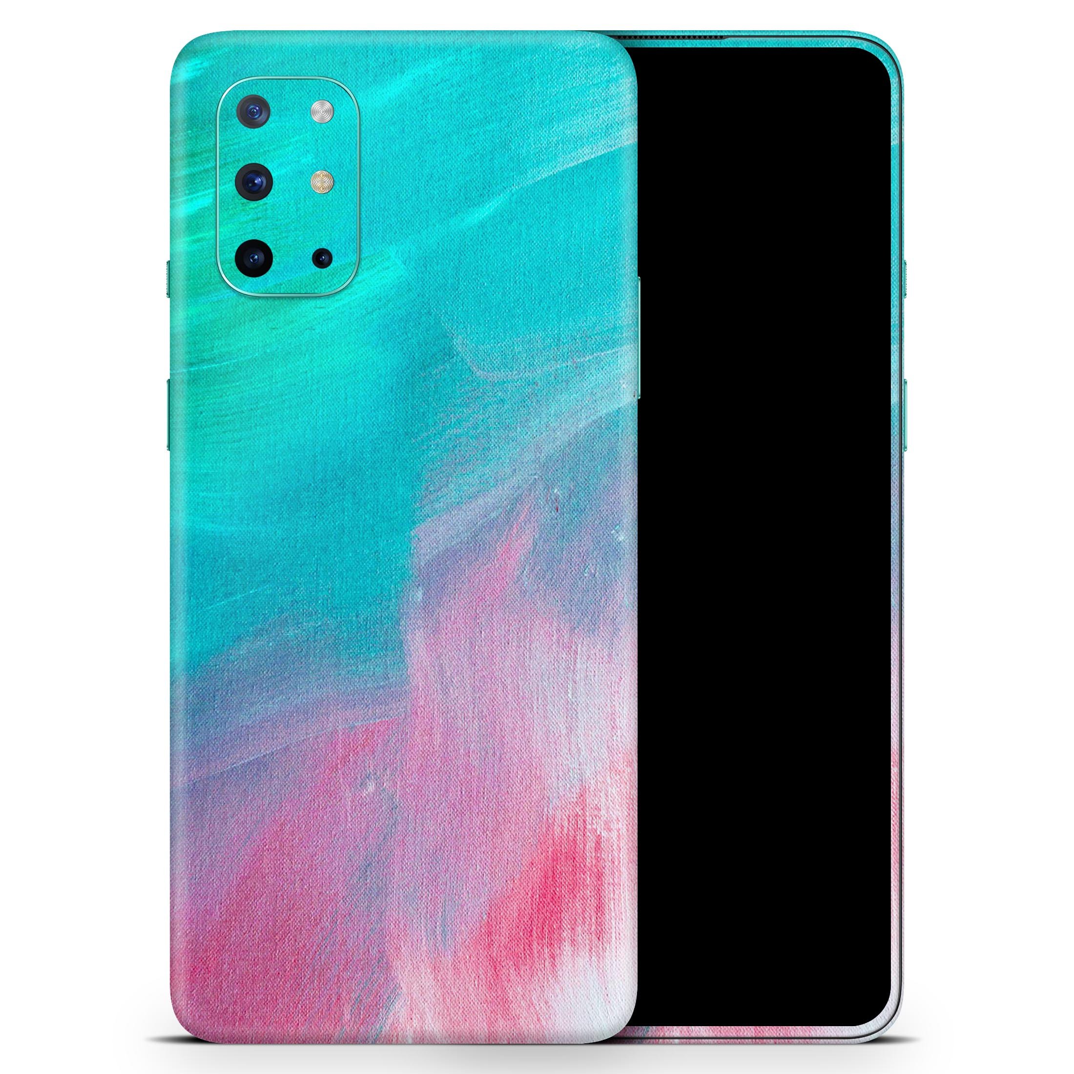 Pastel Marble Surface Skin Decal Wrap Kit for OnePlus, showcasing a stylish marble design that fits snugly on the phone.