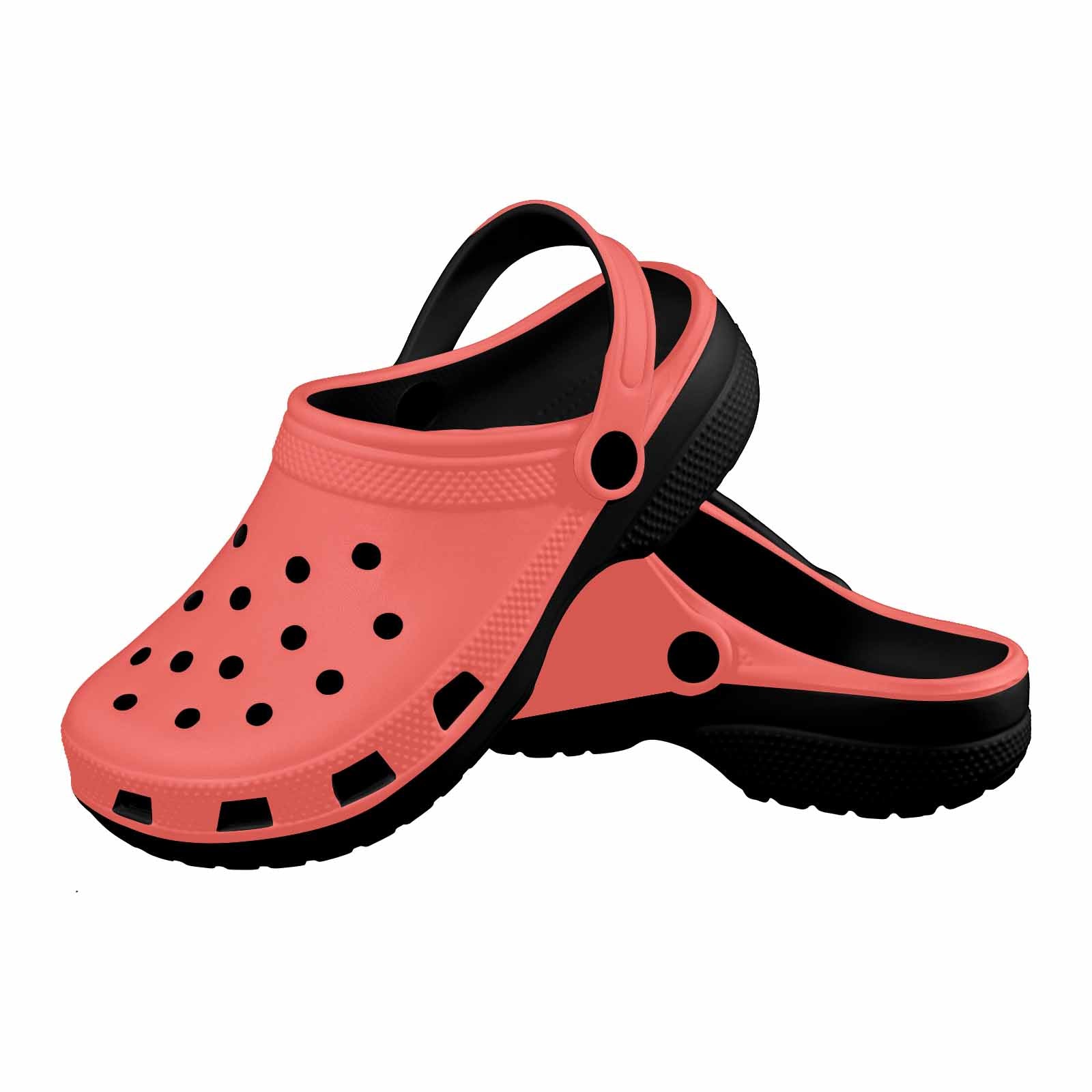 Pastel Red Adult Clogs showcasing lightweight EVA material and ventilation ports for breathability.