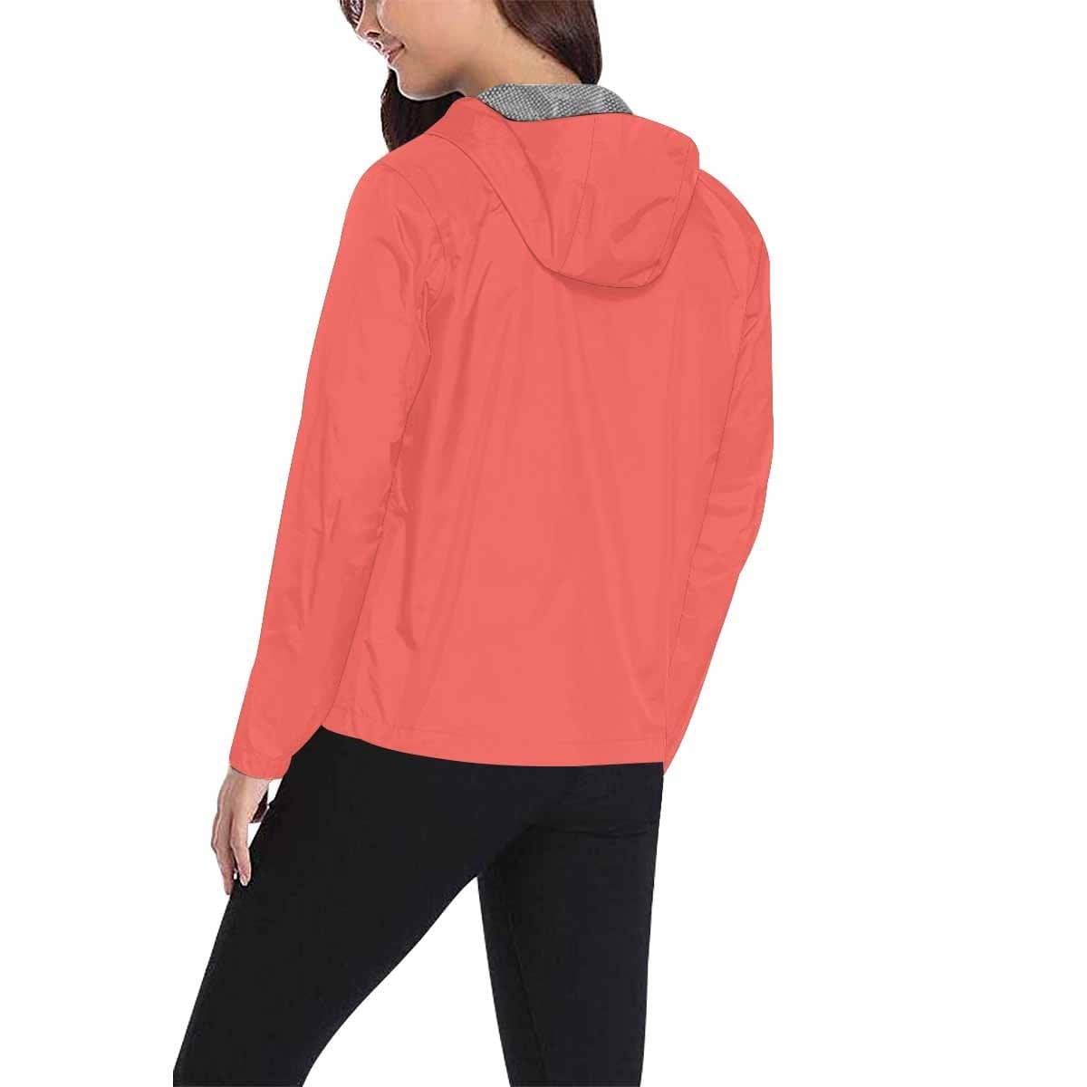 Pastel Red Hooded Windbreaker Jacket for men and women, featuring a stylish design with zippered pockets and adjustable hood.