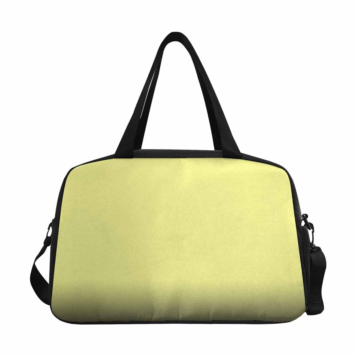 Pastel yellow tote and crossbody travel bag made from durable nylon, featuring spacious compartments and adjustable strap.