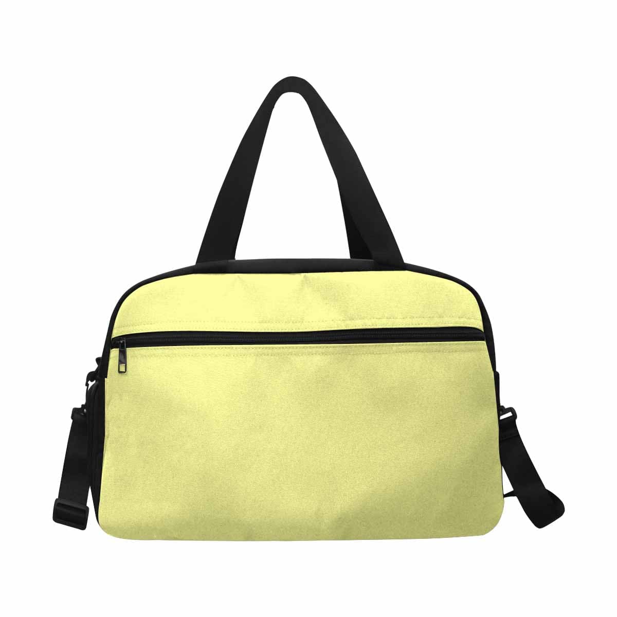 Pastel yellow tote and crossbody travel bag made from durable nylon, featuring spacious compartments and adjustable strap.