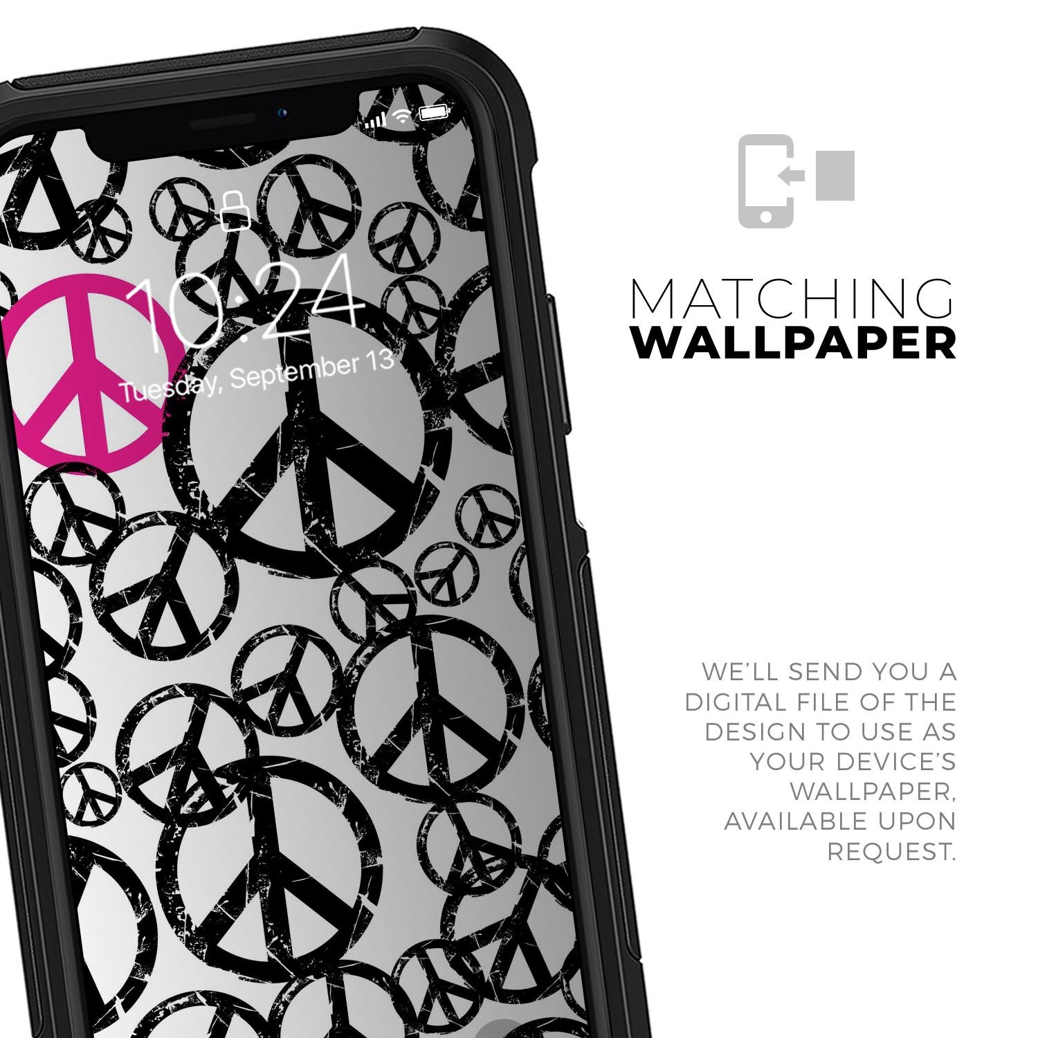 Peace Collage Skin Kit for iPhone OtterBox Cases featuring vibrant design and dual-layer protection.