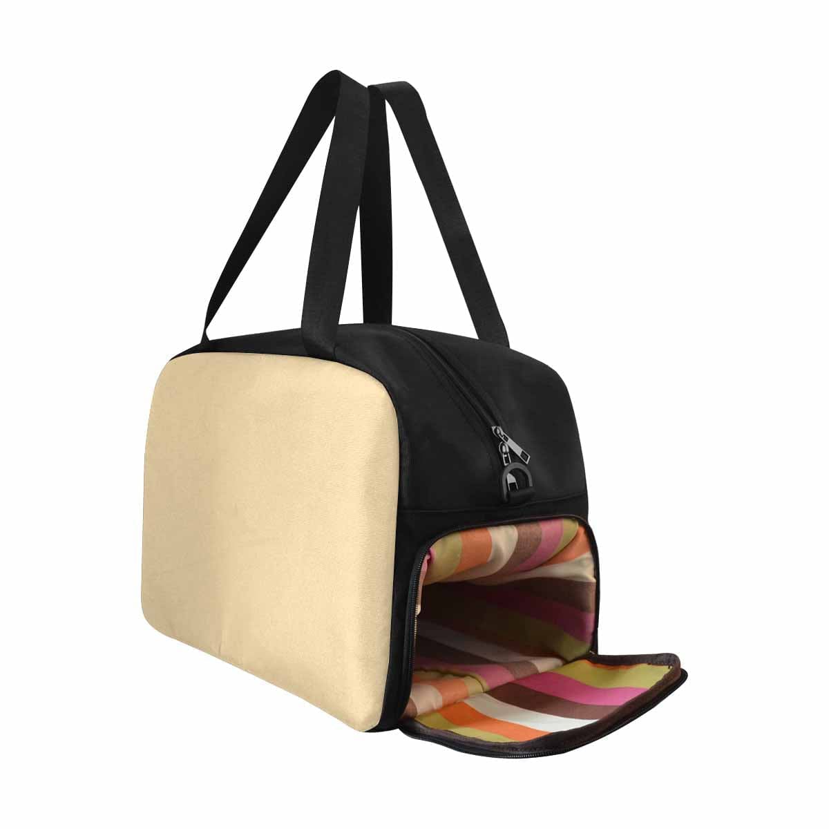 Peach Tote and Crossbody Travel Bag made from durable nylon, featuring spacious compartments and adjustable strap.