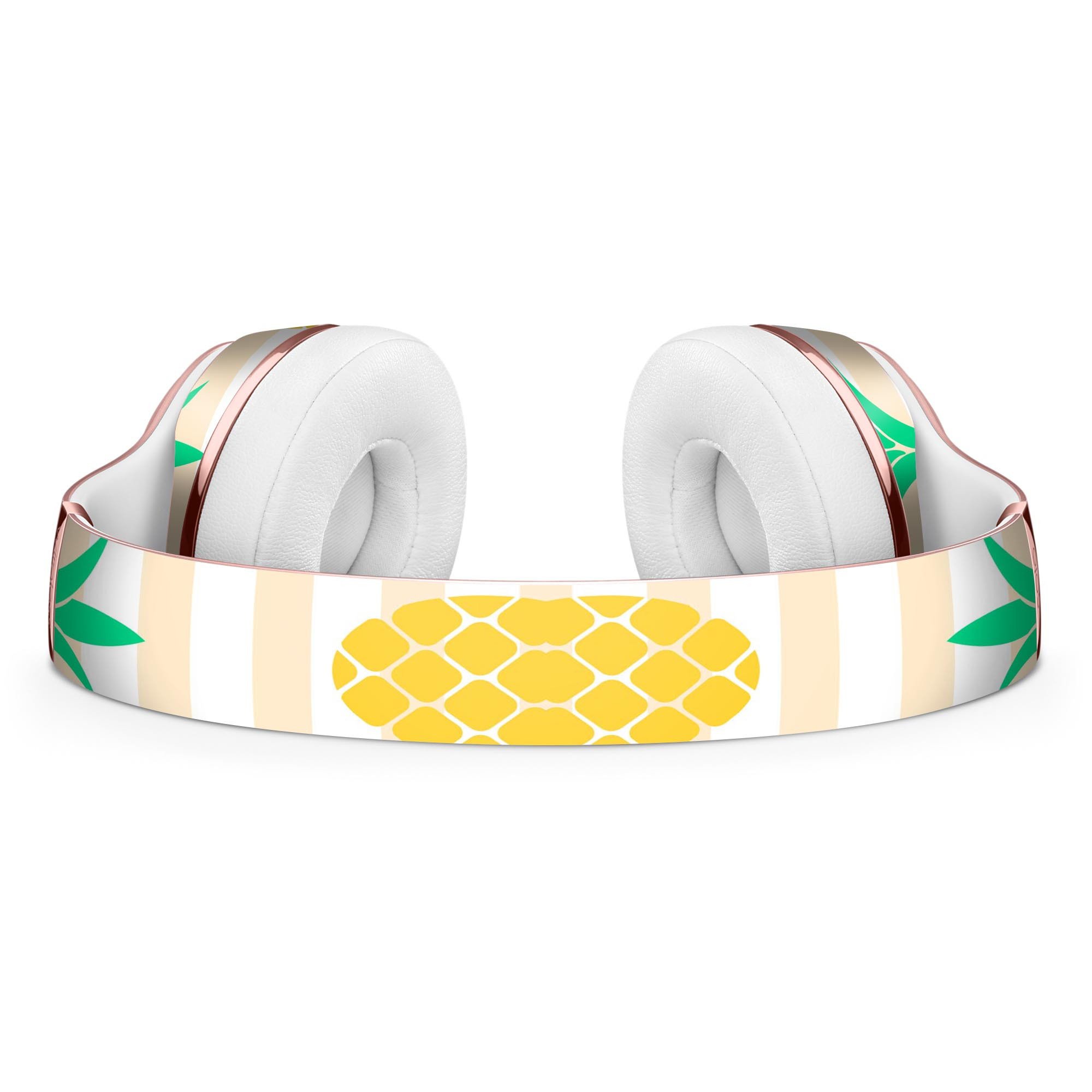 Pineapple Over Apricot Stripes Full-Body Skin Kit for Beats by Dre Solo 3 Wireless Headphones, showcasing vibrant colors and unique design.