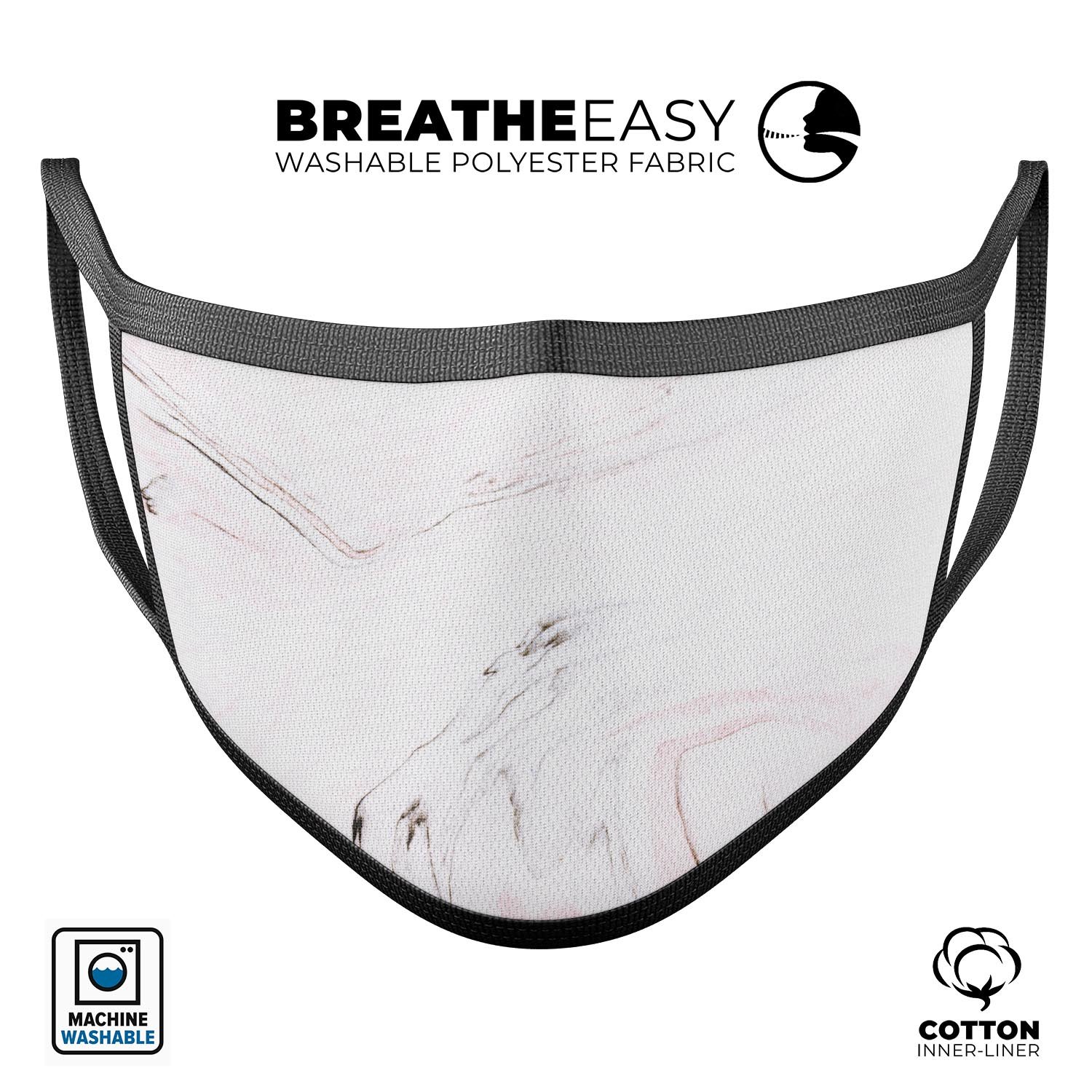 Pink 10 Textured Marble mouth cover, showcasing a stylish design with adjustable ear loops and soft cotton interior.