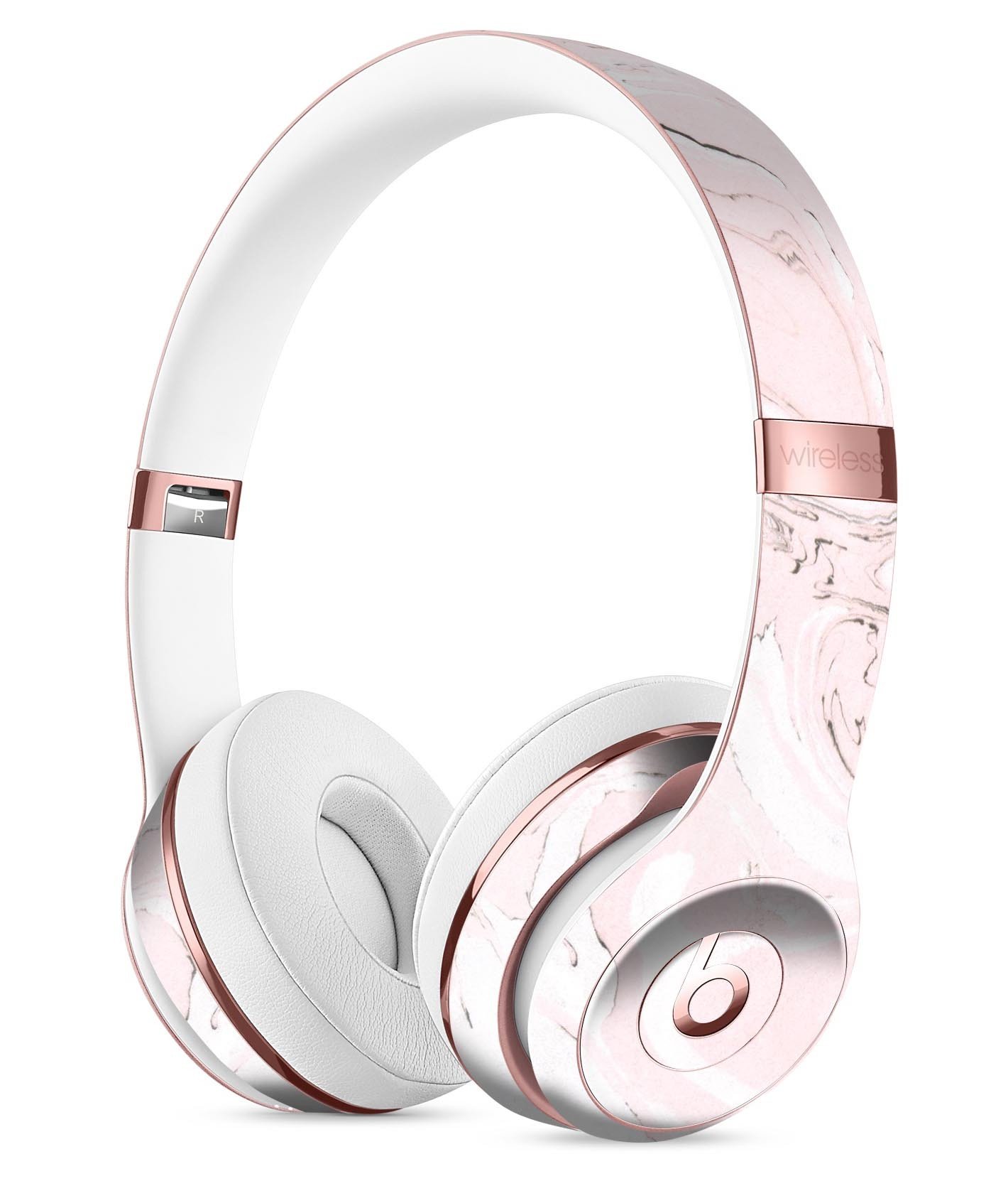 Pink 19 Textured Marble Full-Body Skin Kit for Beats by Dre Solo 3, showcasing a stylish design that protects headphones.