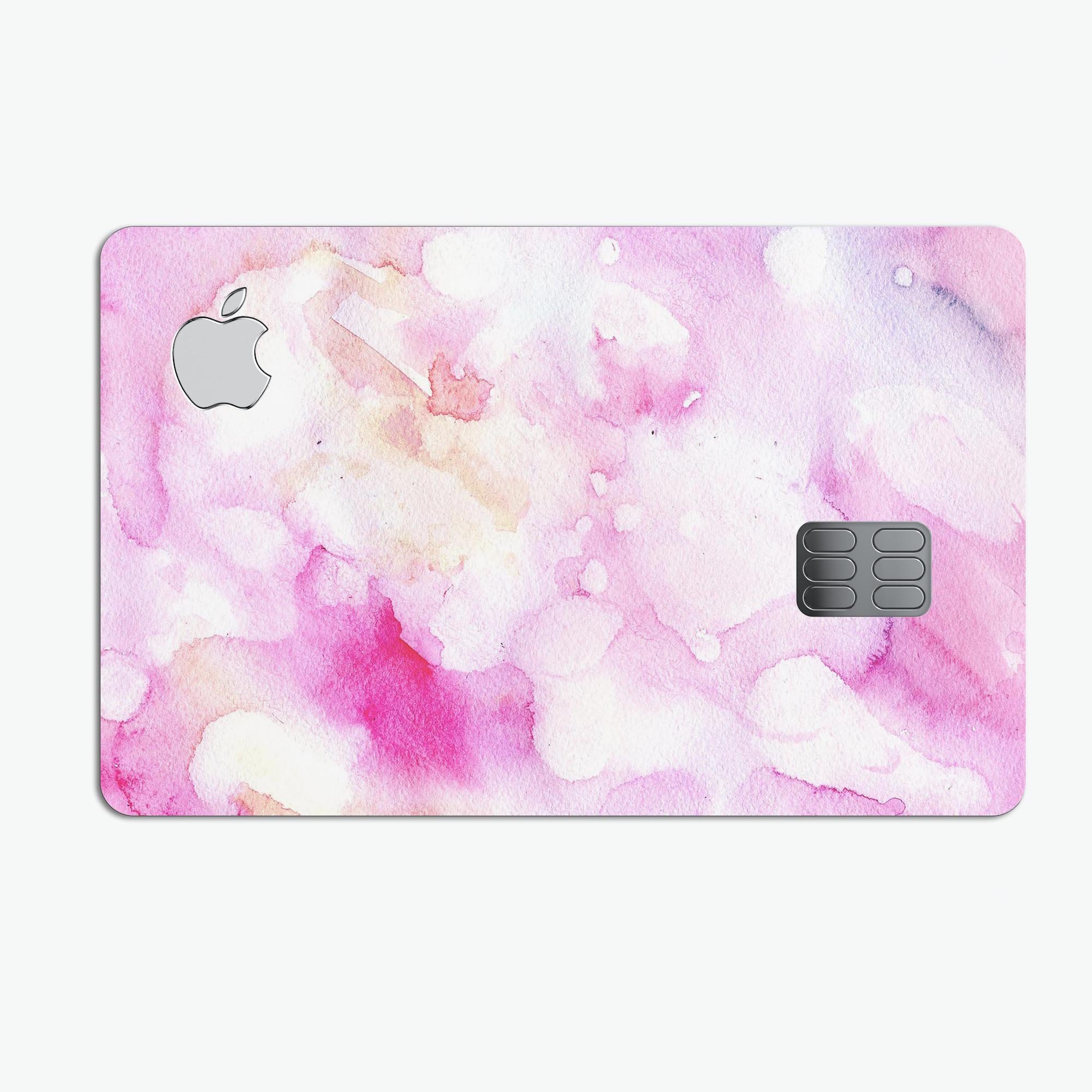 Pink 32 Absorbed Watercolor Texture decal for Apple Card, showcasing vibrant colors and premium vinyl material.