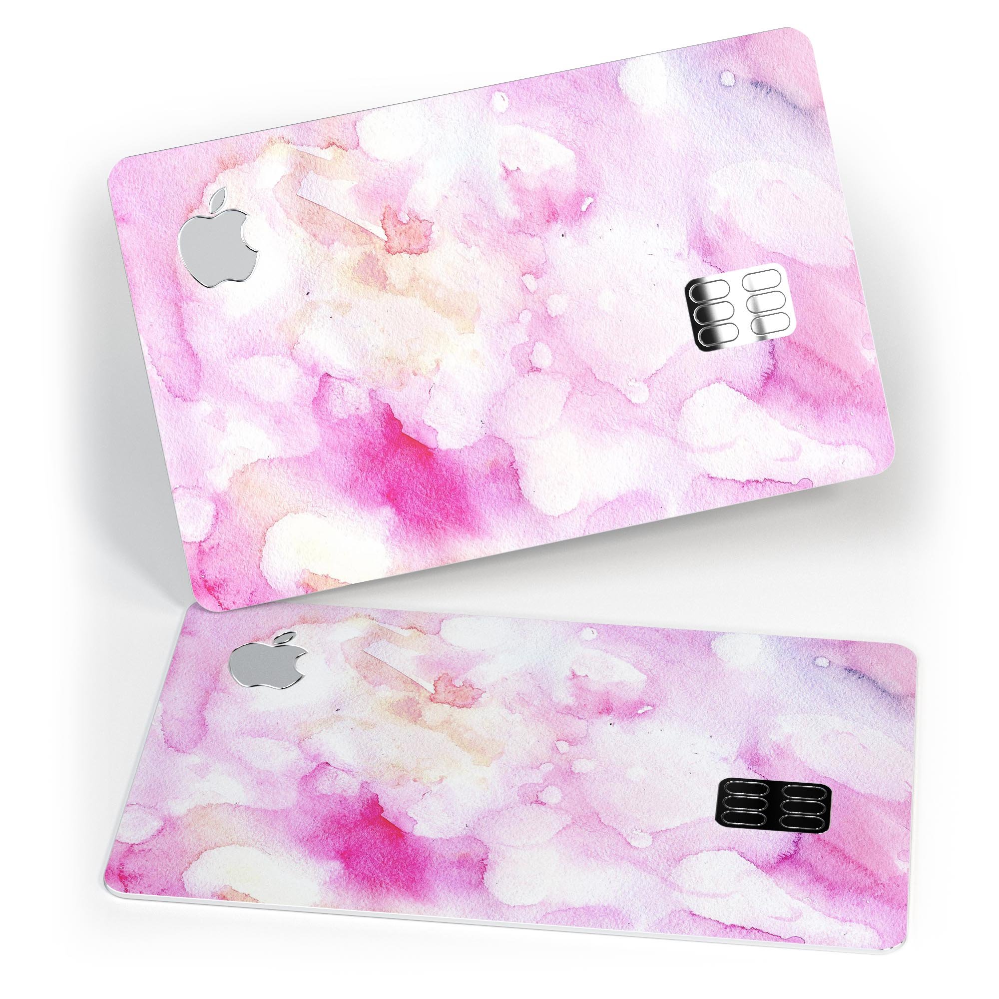 Pink 32 Absorbed Watercolor Texture decal for Apple Card, showcasing vibrant colors and premium vinyl material.