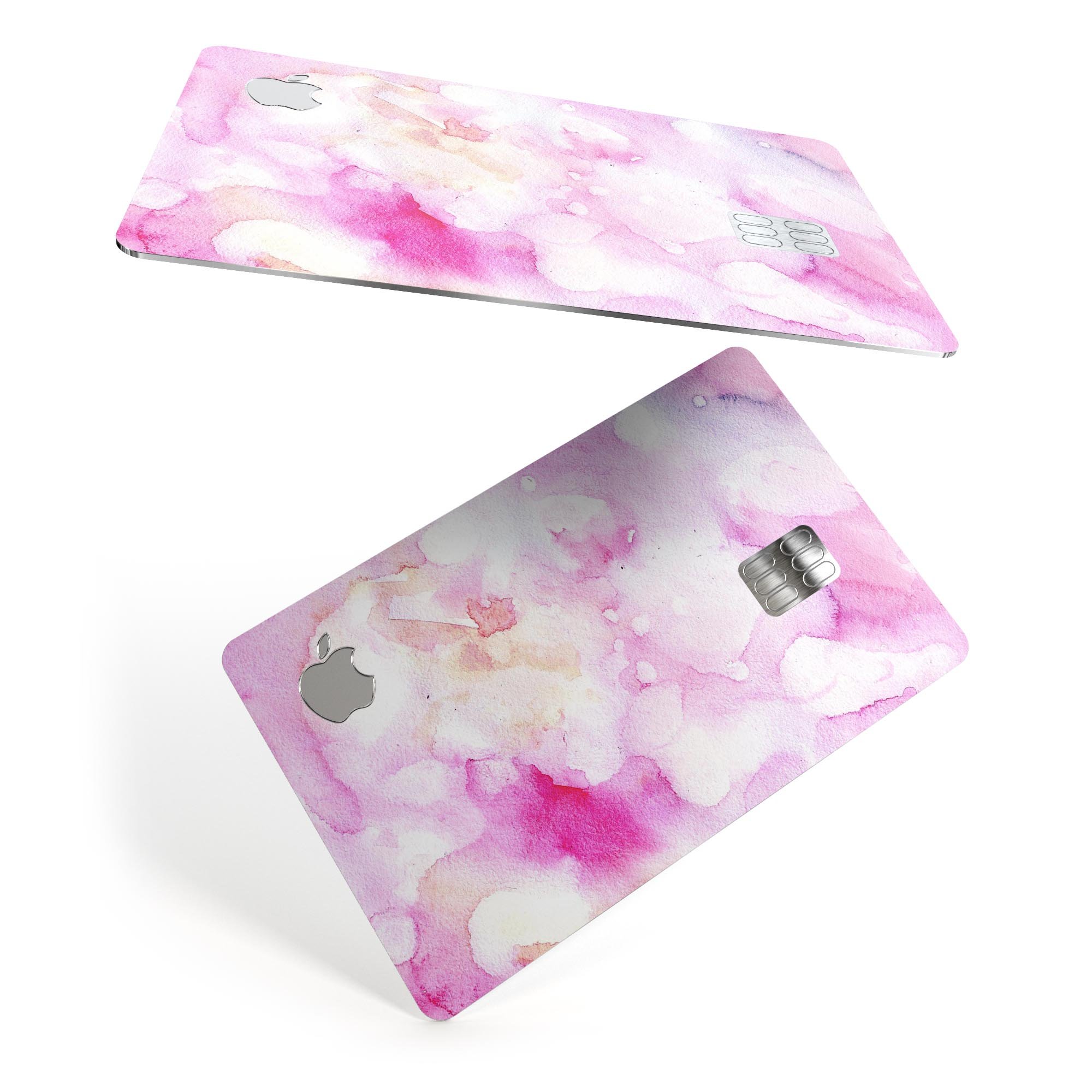 Pink 32 Absorbed Watercolor Texture decal for Apple Card, showcasing vibrant colors and premium vinyl material.