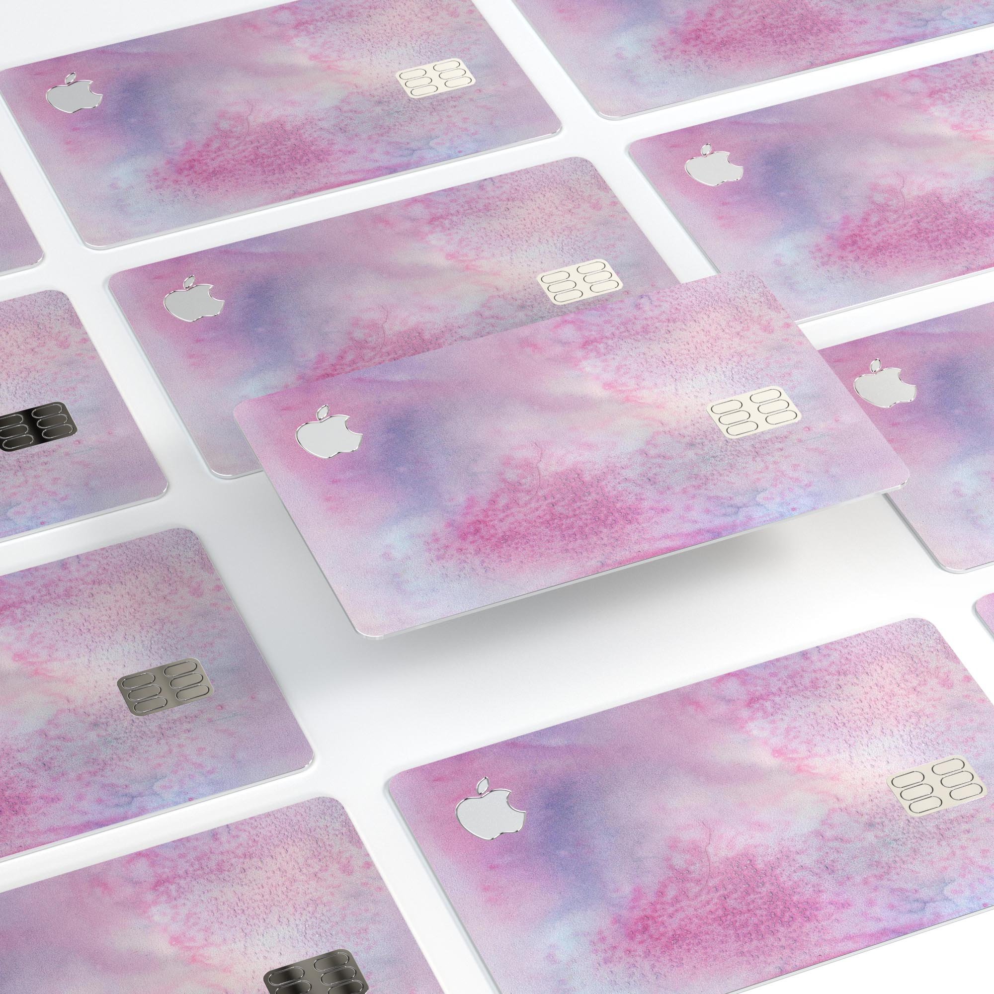 Pink 917 Absorbed Watercolor Texture decal on an Apple Card, showcasing vibrant colors and premium design.