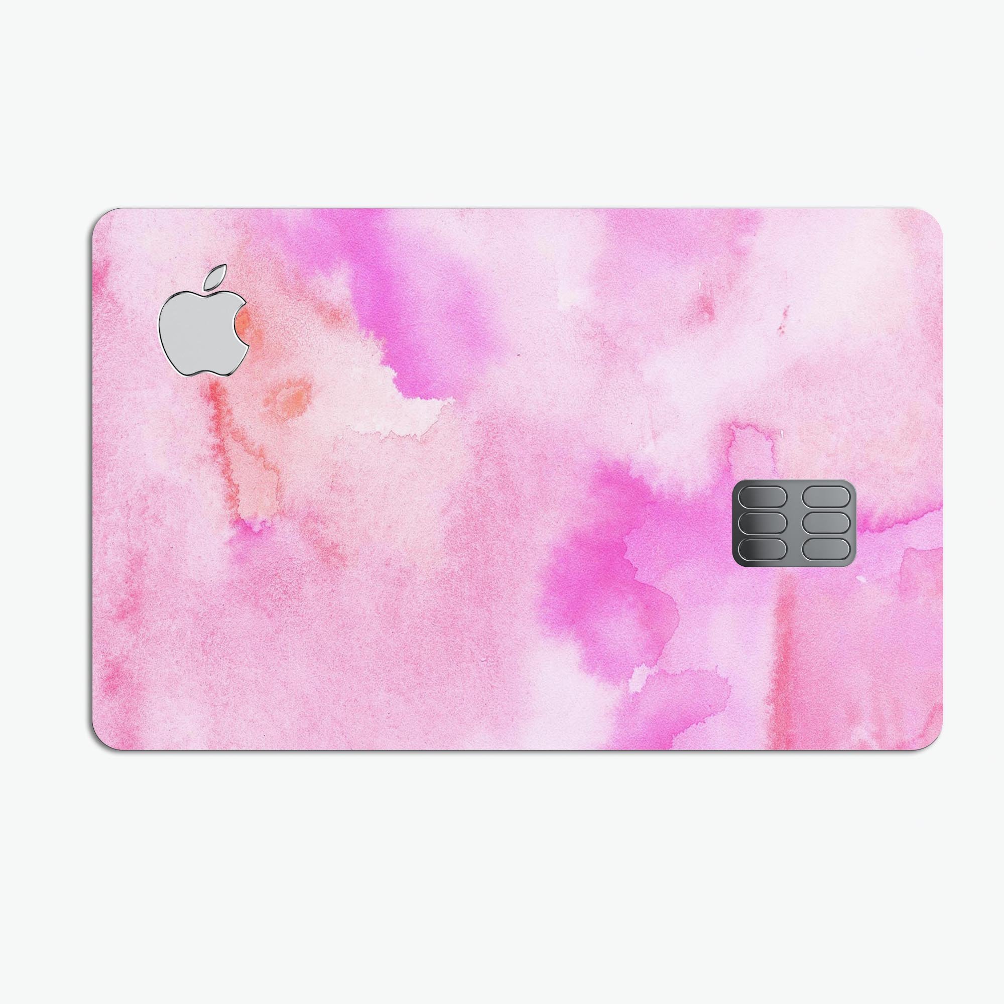 Pink 97 Absorbed Watercolor Texture decal on an Apple Card, showcasing its vibrant design and premium quality.