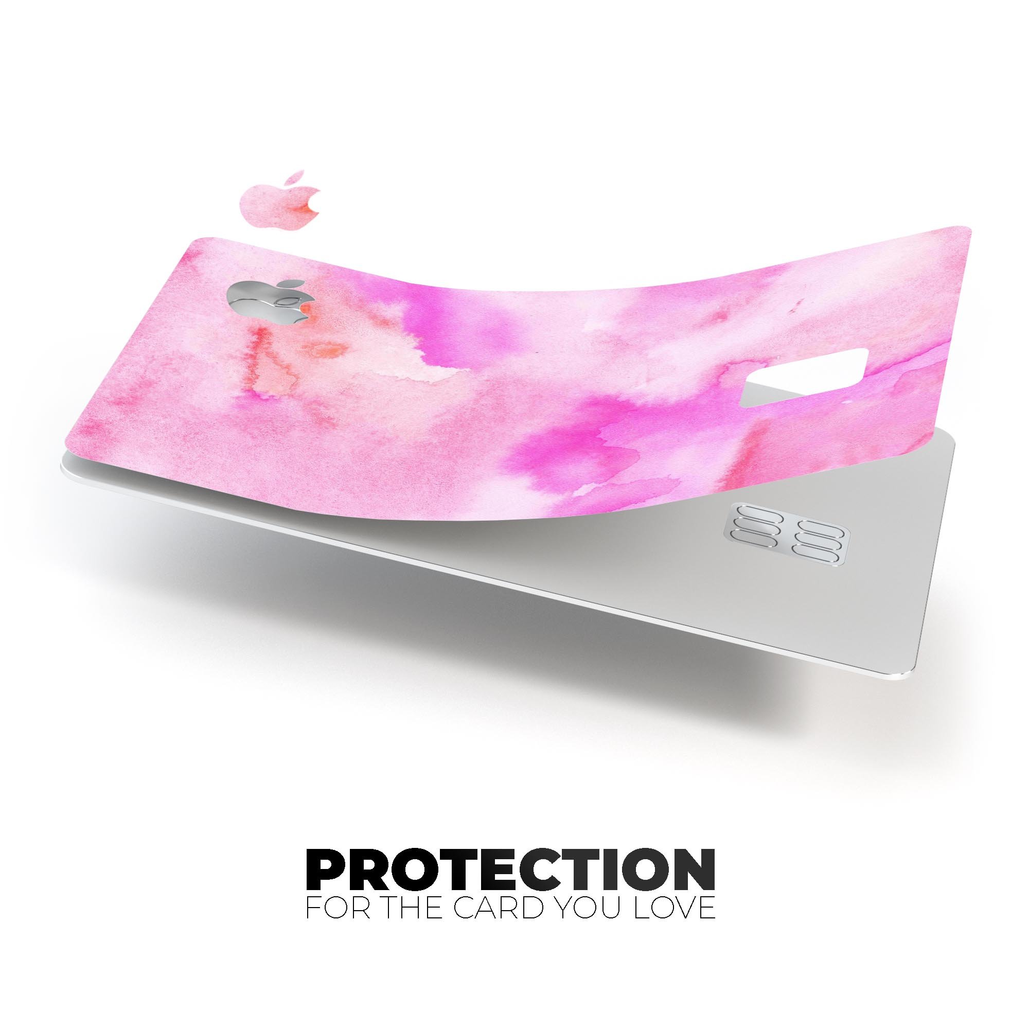 Pink 97 Absorbed Watercolor Texture decal on an Apple Card, showcasing its vibrant design and premium quality.